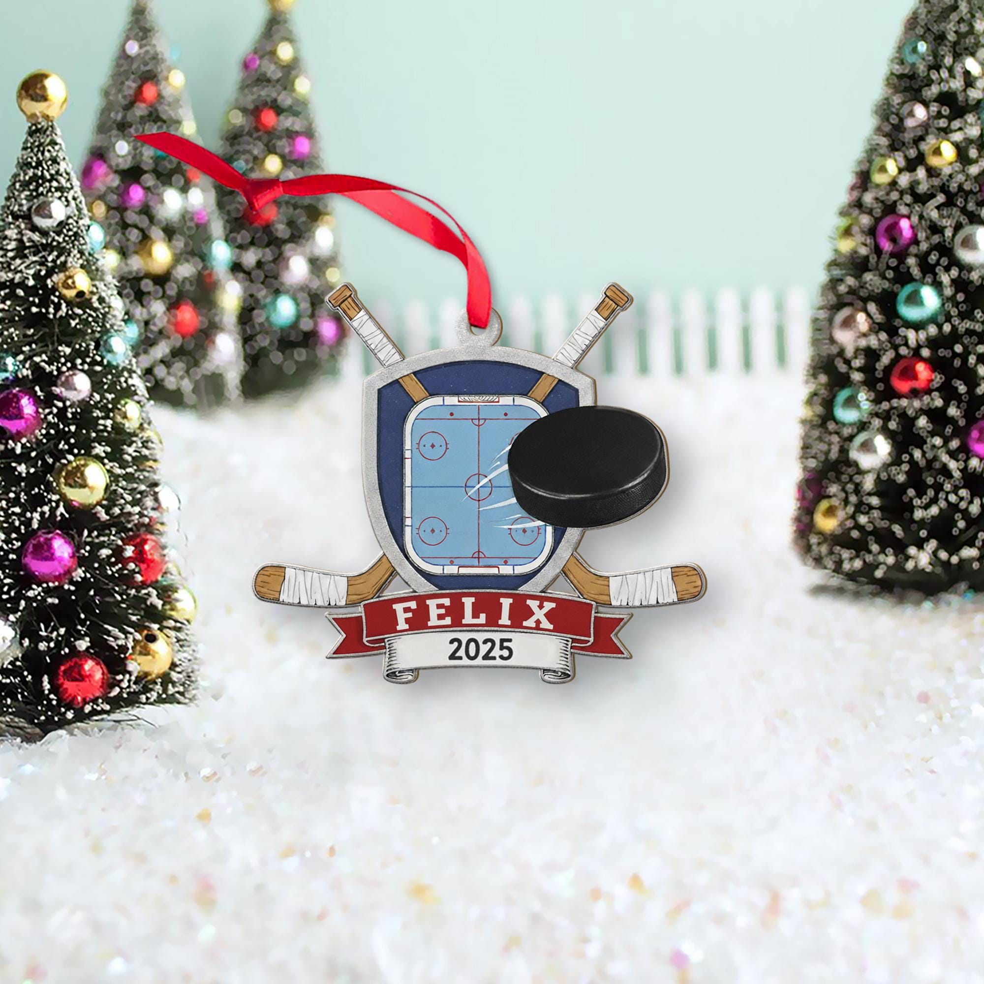 Custom Hockey Rink Ornament – Christmas Decoration Gift for Sports Fans