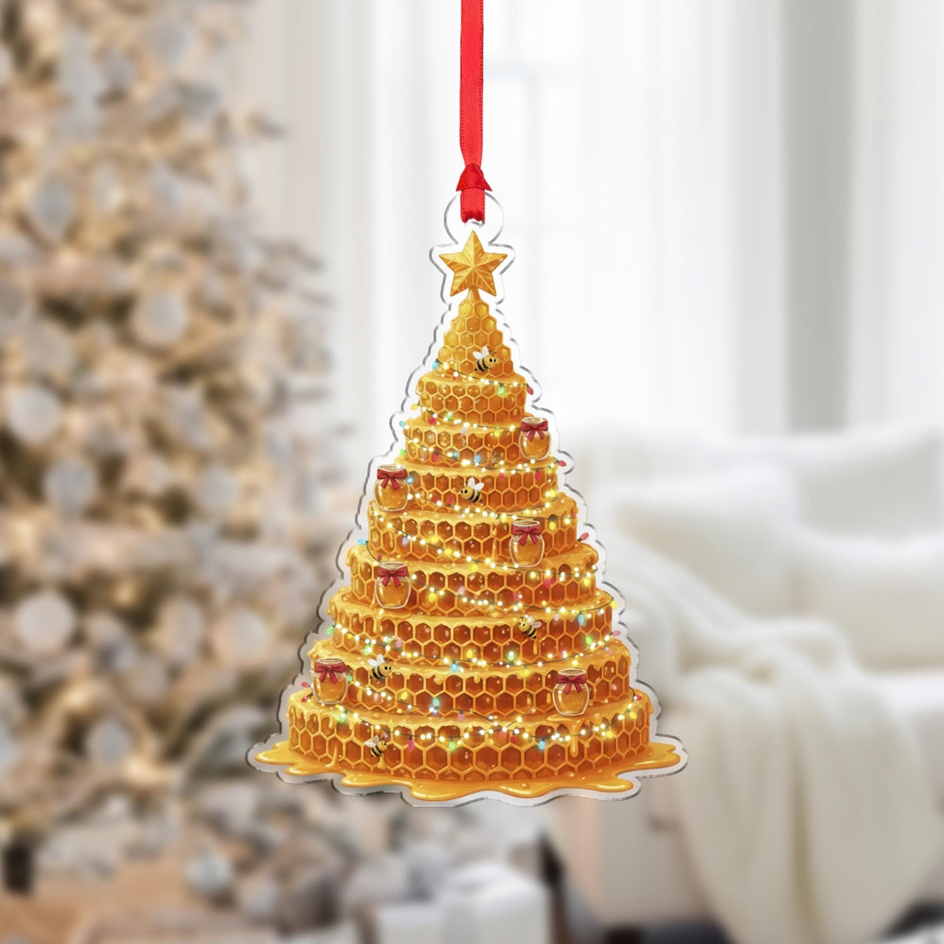 Bee Ornament – Honeycomb Christmas Tree Decoration for Beekeepers