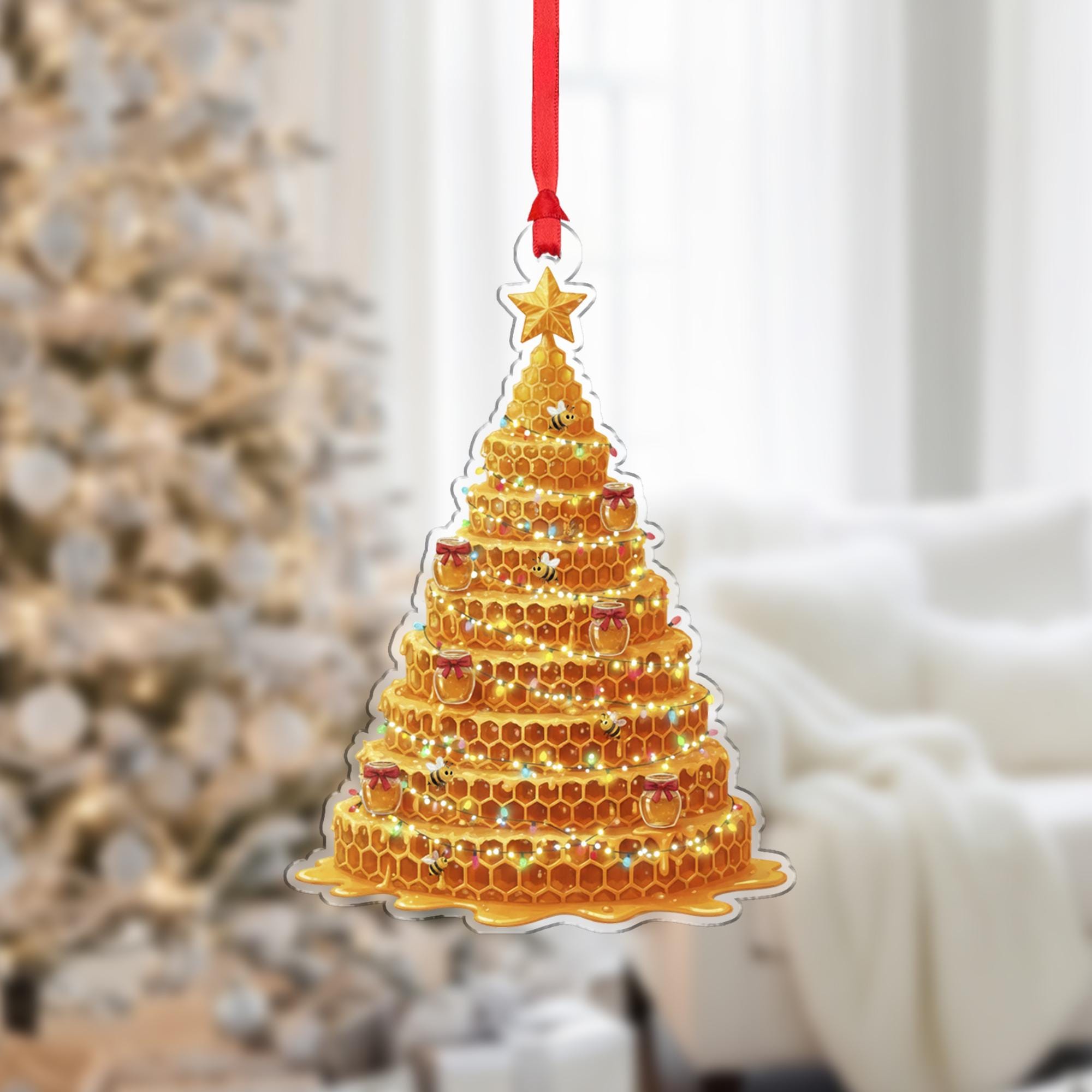 Bee Ornament – Honeycomb Christmas Tree Decoration for Beekeepers