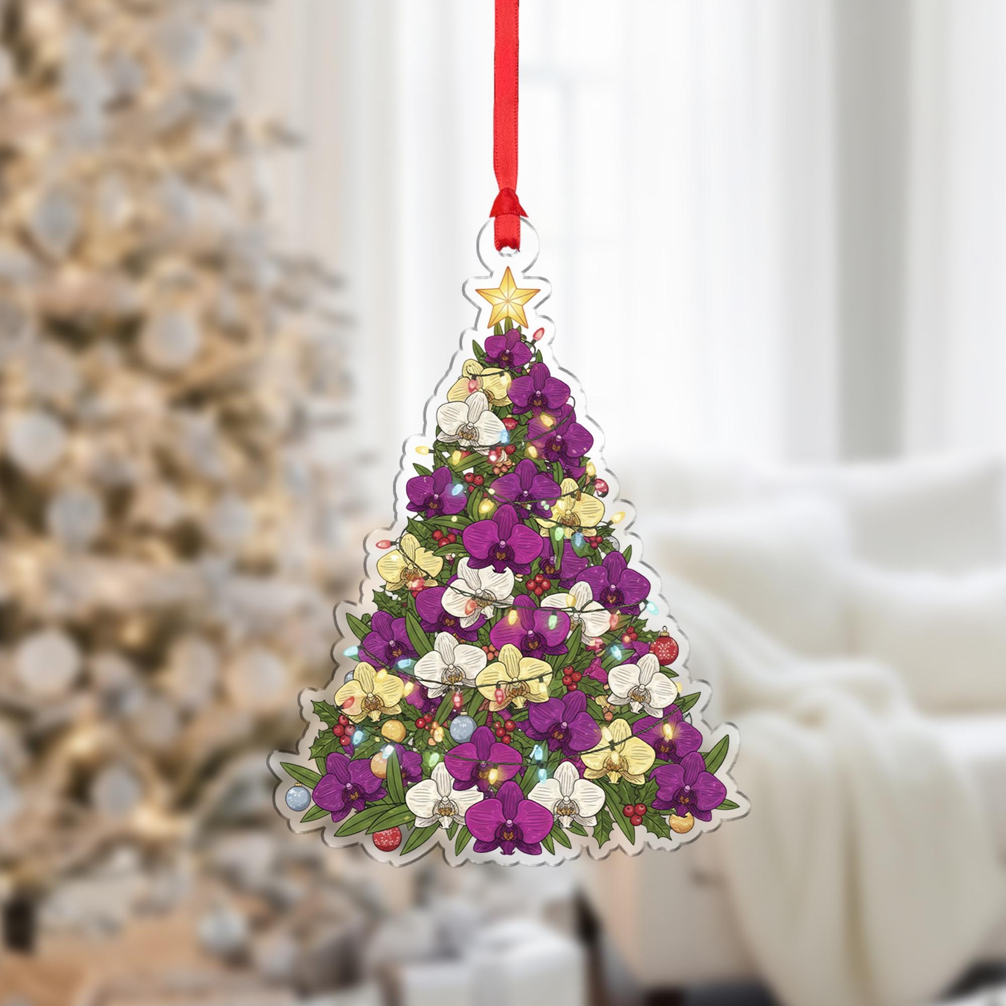 Floral Christmas Tree Ornament – Orchid Lover Holiday Gift