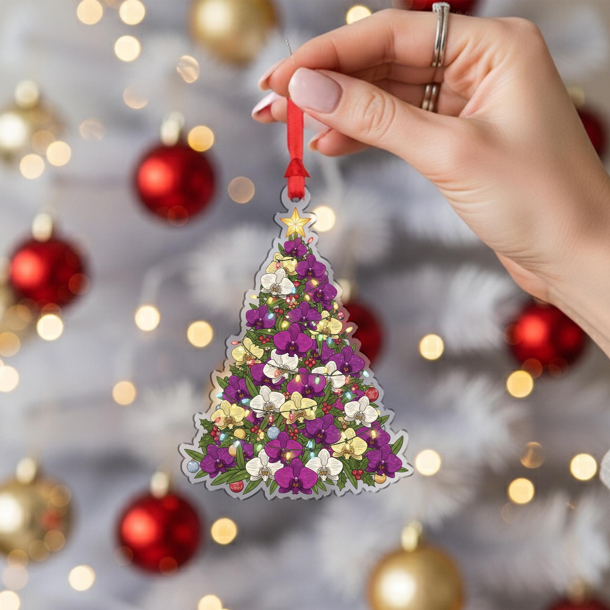 Floral Christmas Tree Ornament – Orchid Lover Holiday Gift