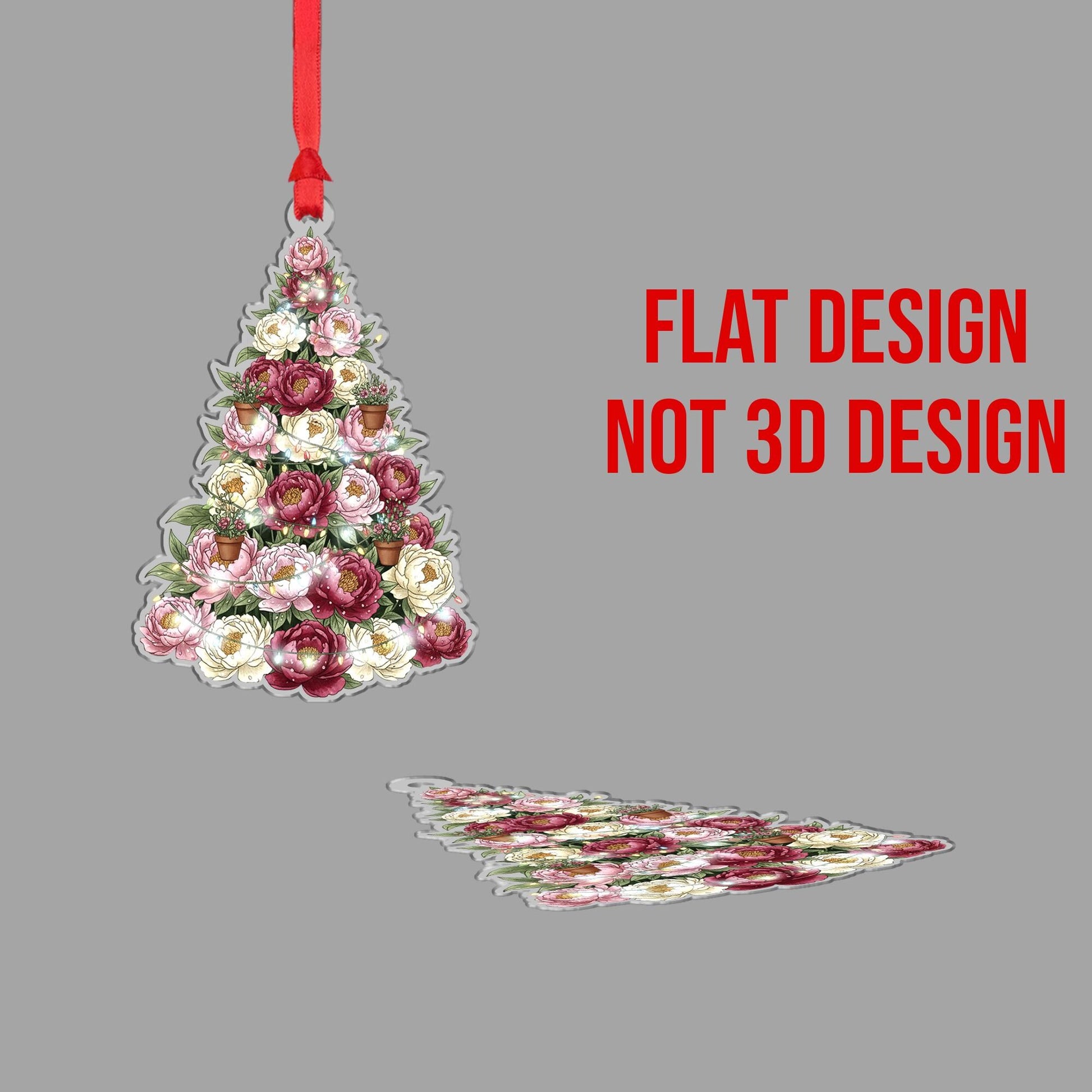 Peony Christmas Tree Ornament – Floral Holiday Gift for Flower Lovers