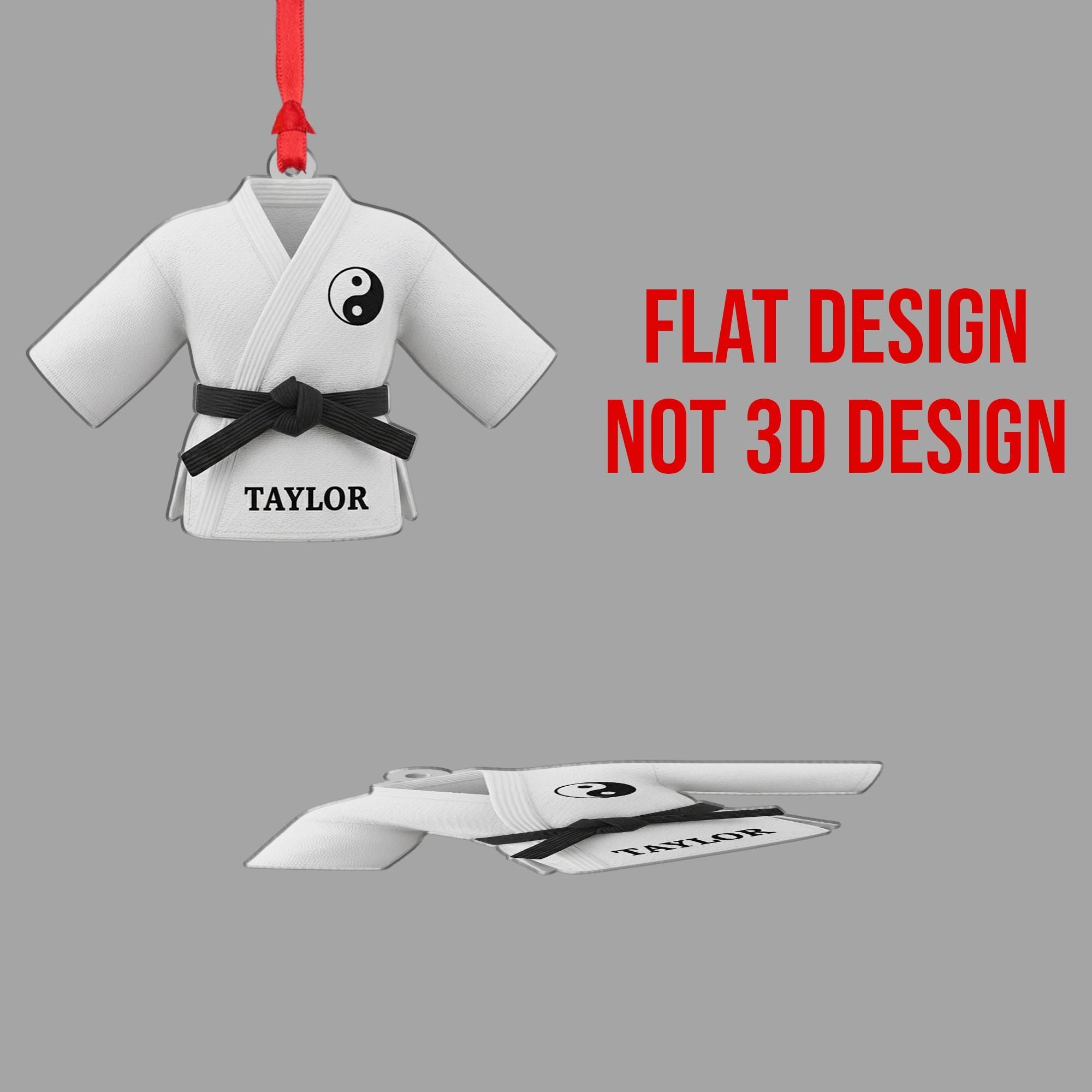 Personalized Martial Arts Gi Ornament - Black Belt Gift, Karate Taekwondo Christmas