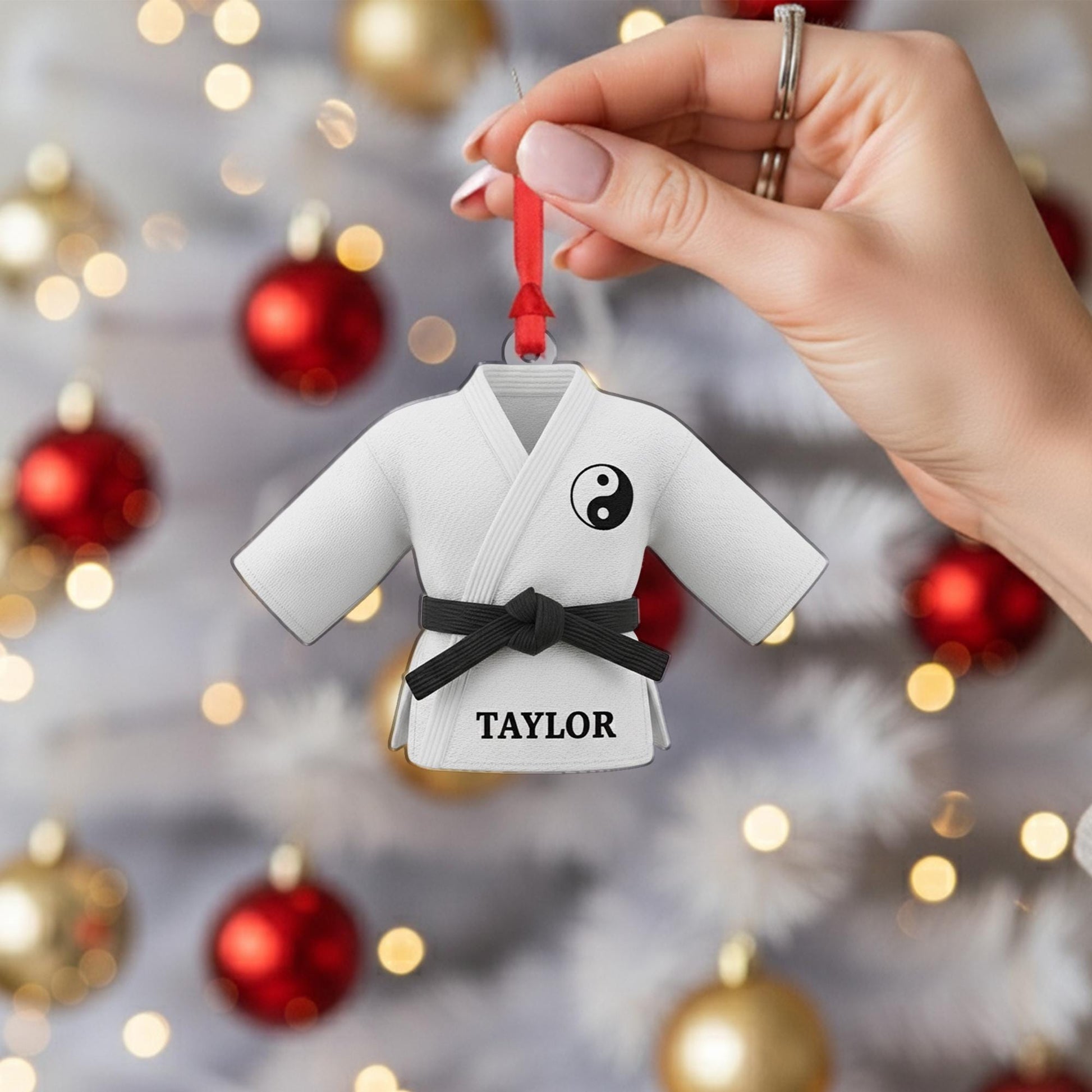 Personalized Martial Arts Gi Ornament - Black Belt Gift, Karate Taekwondo Christmas