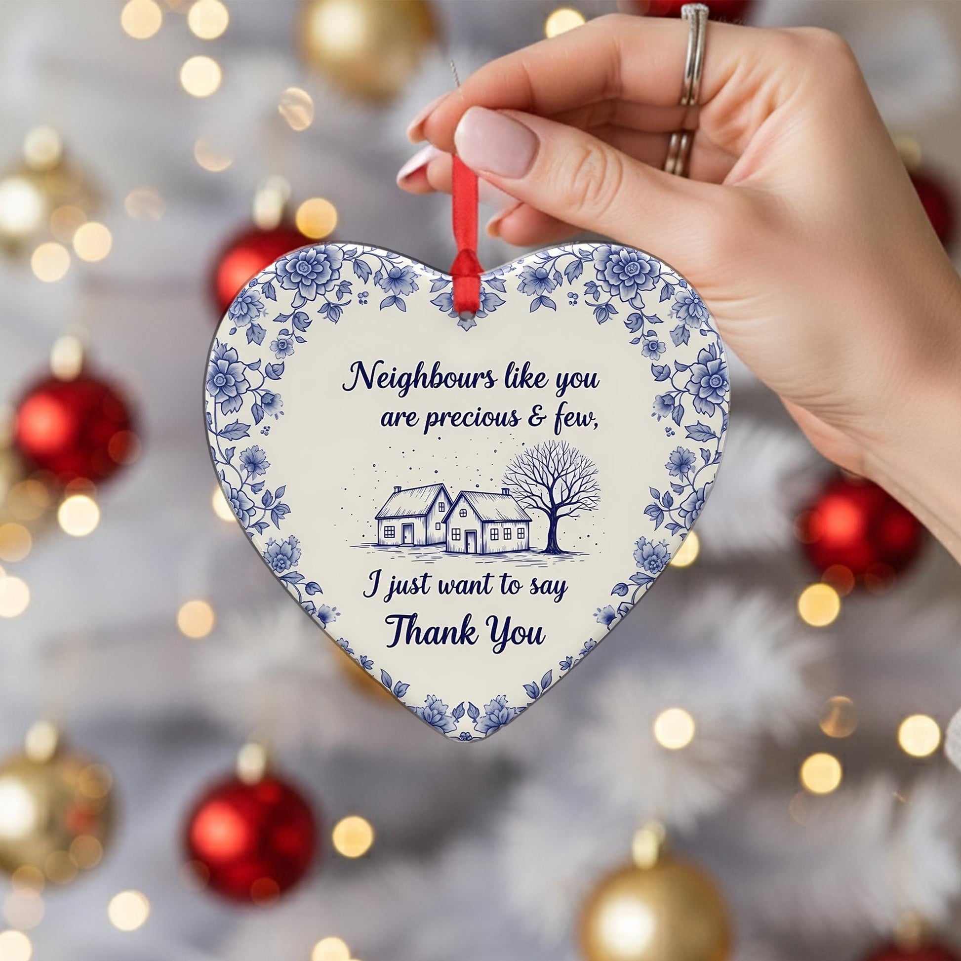 Ceramic Heart Ornament – Custom Thank You Gift for Friends or Neighbours