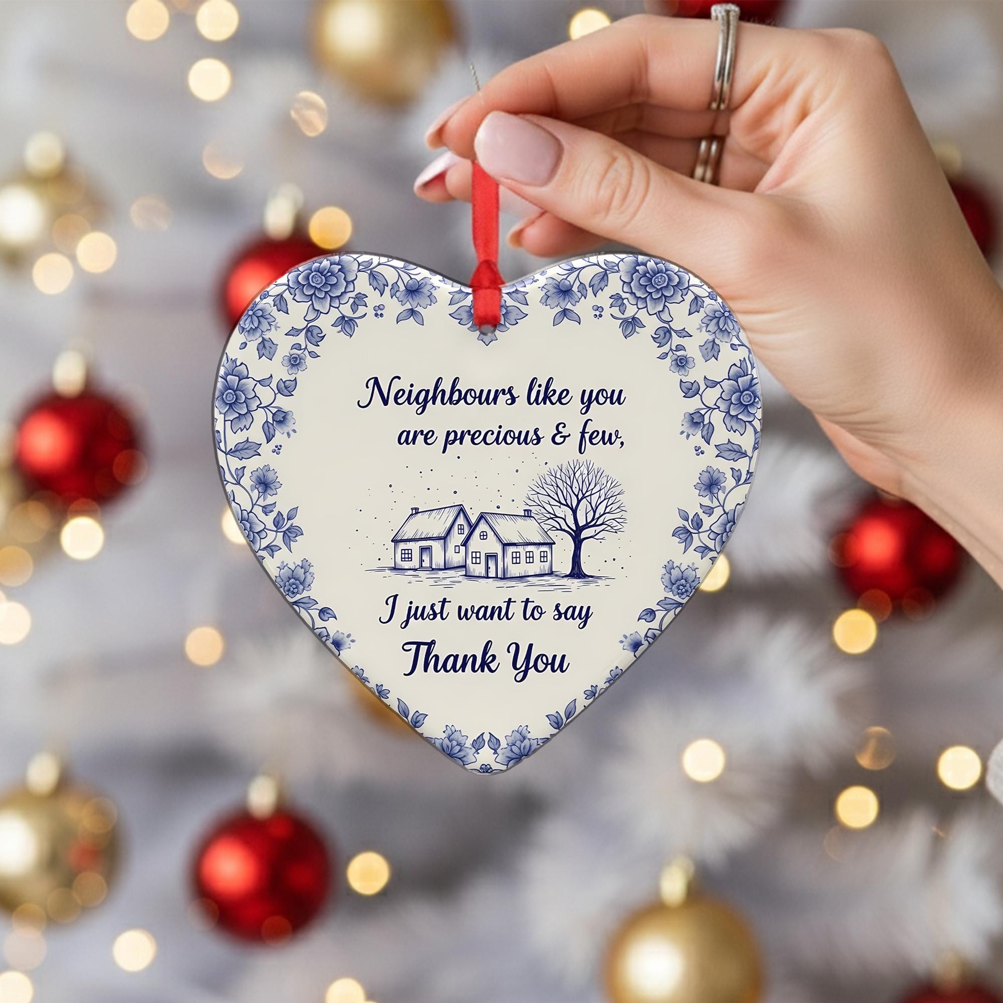 Ceramic Heart Ornament – Custom Thank You Gift for Friends or Neighbours