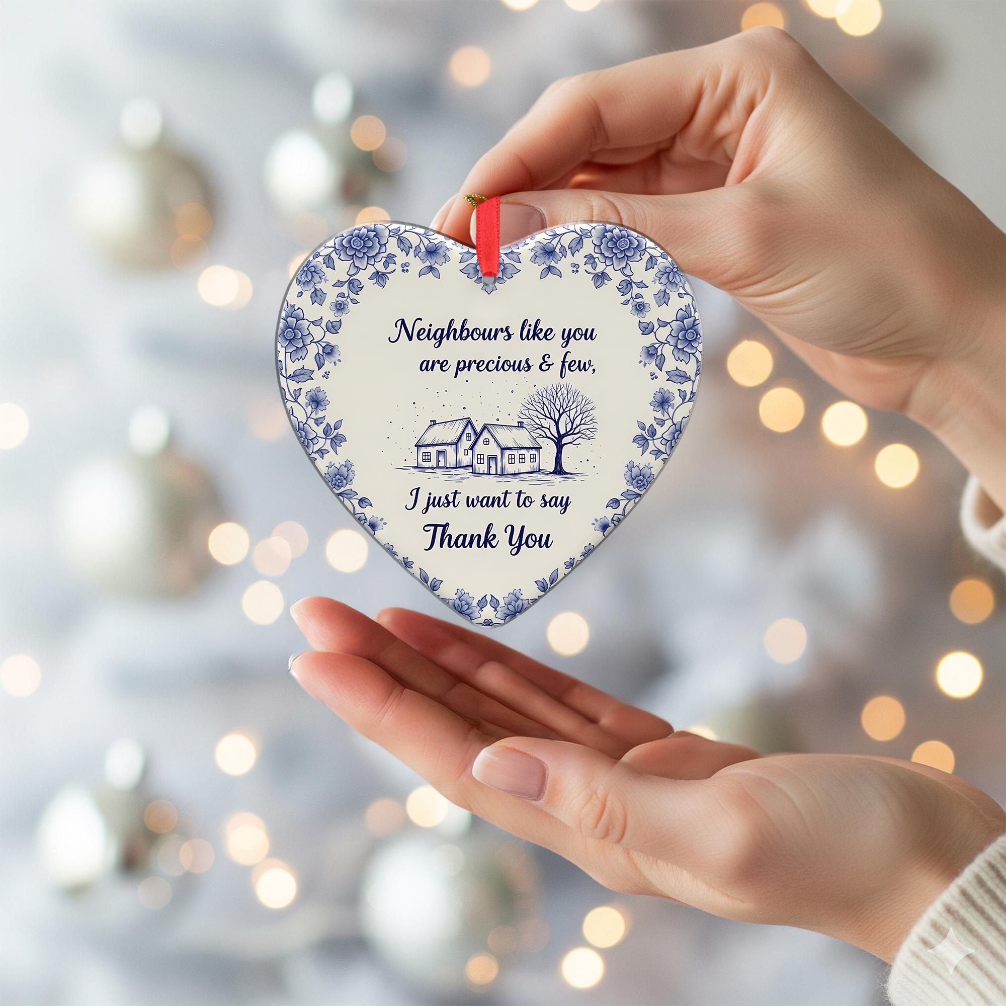 Ceramic Heart Ornament – Custom Thank You Gift for Friends or Neighbours