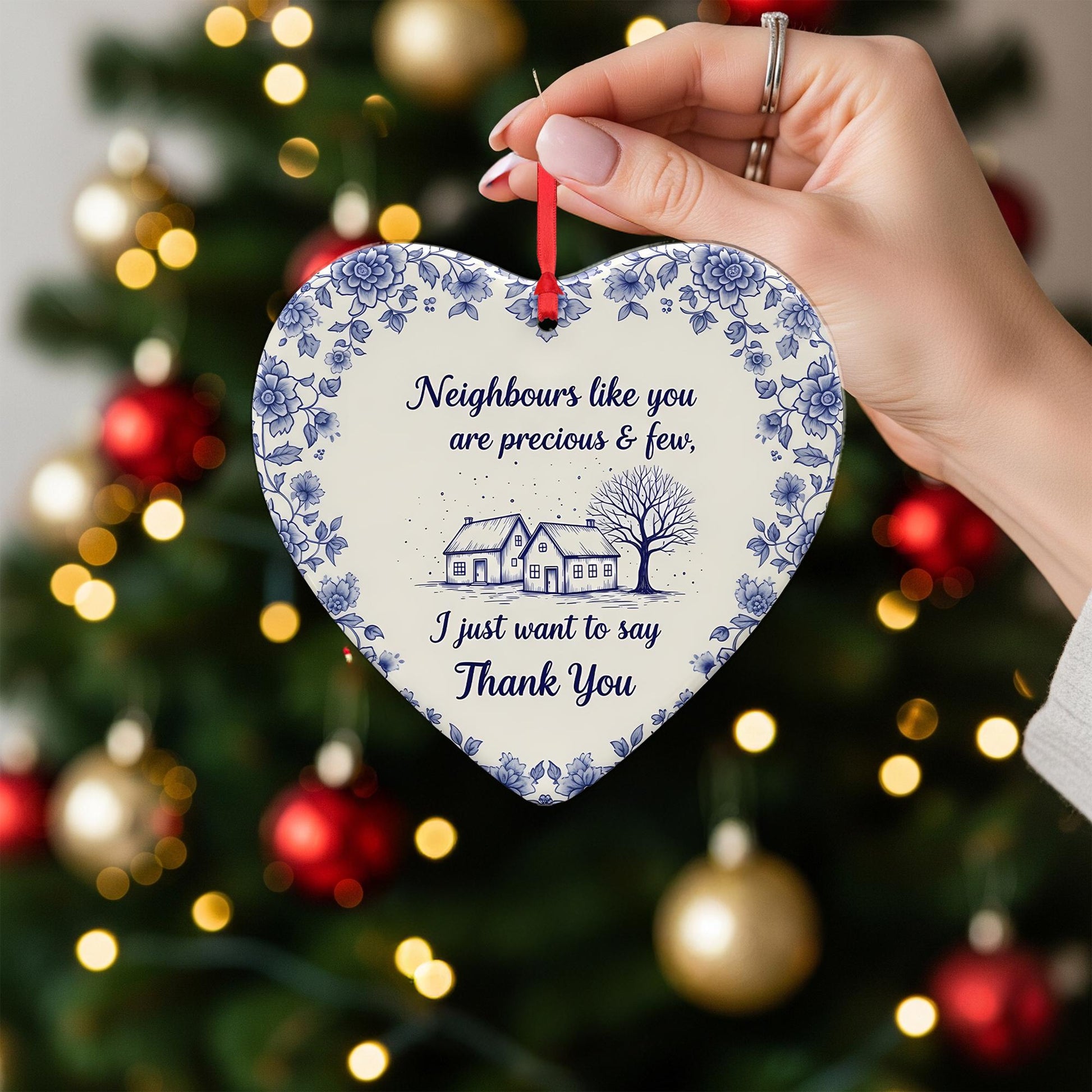 Ceramic Heart Ornament – Custom Thank You Gift for Friends or Neighbours