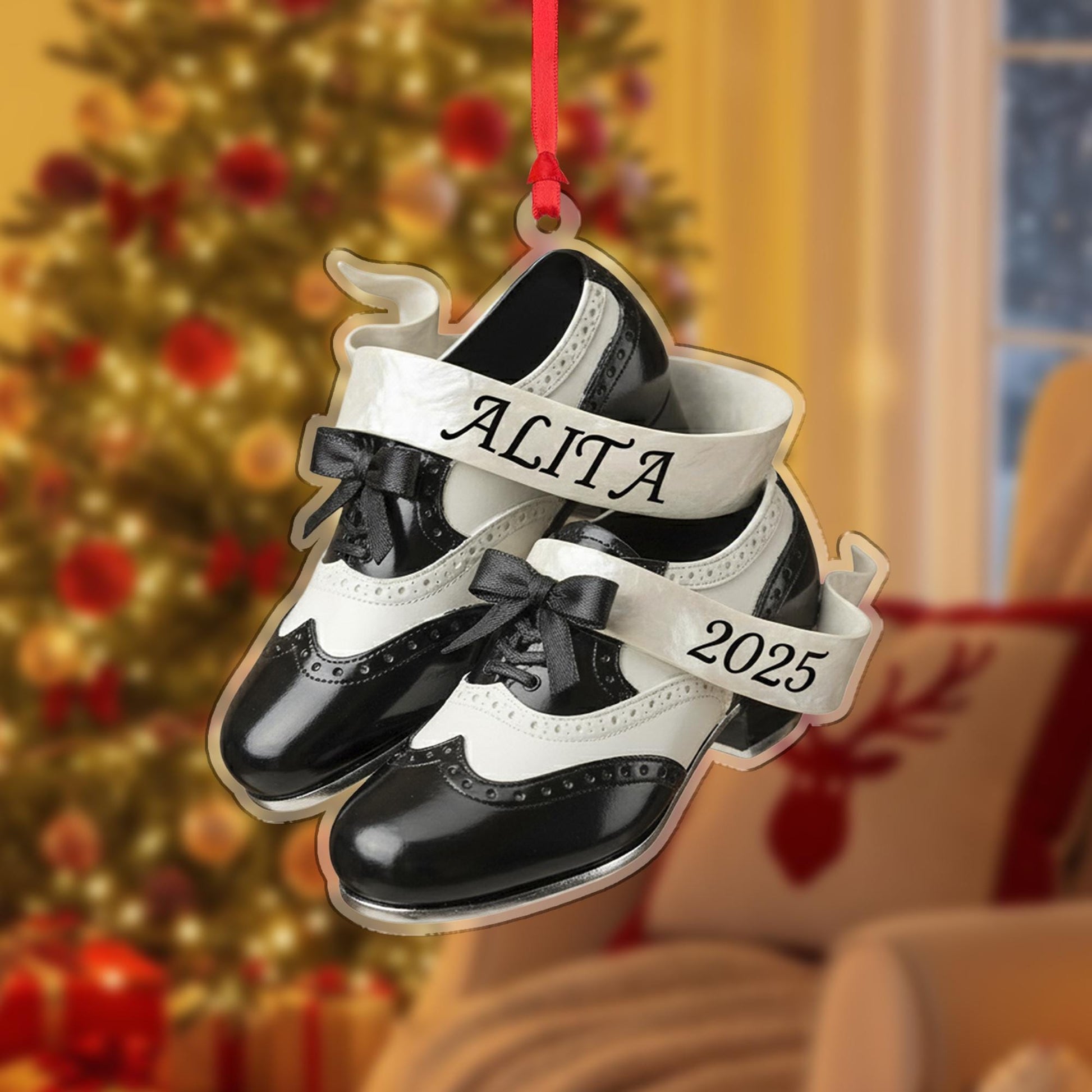 Personalized Tap Shoes Ornament, Custom Christmas Dancer Gift, Wingtip Broadway