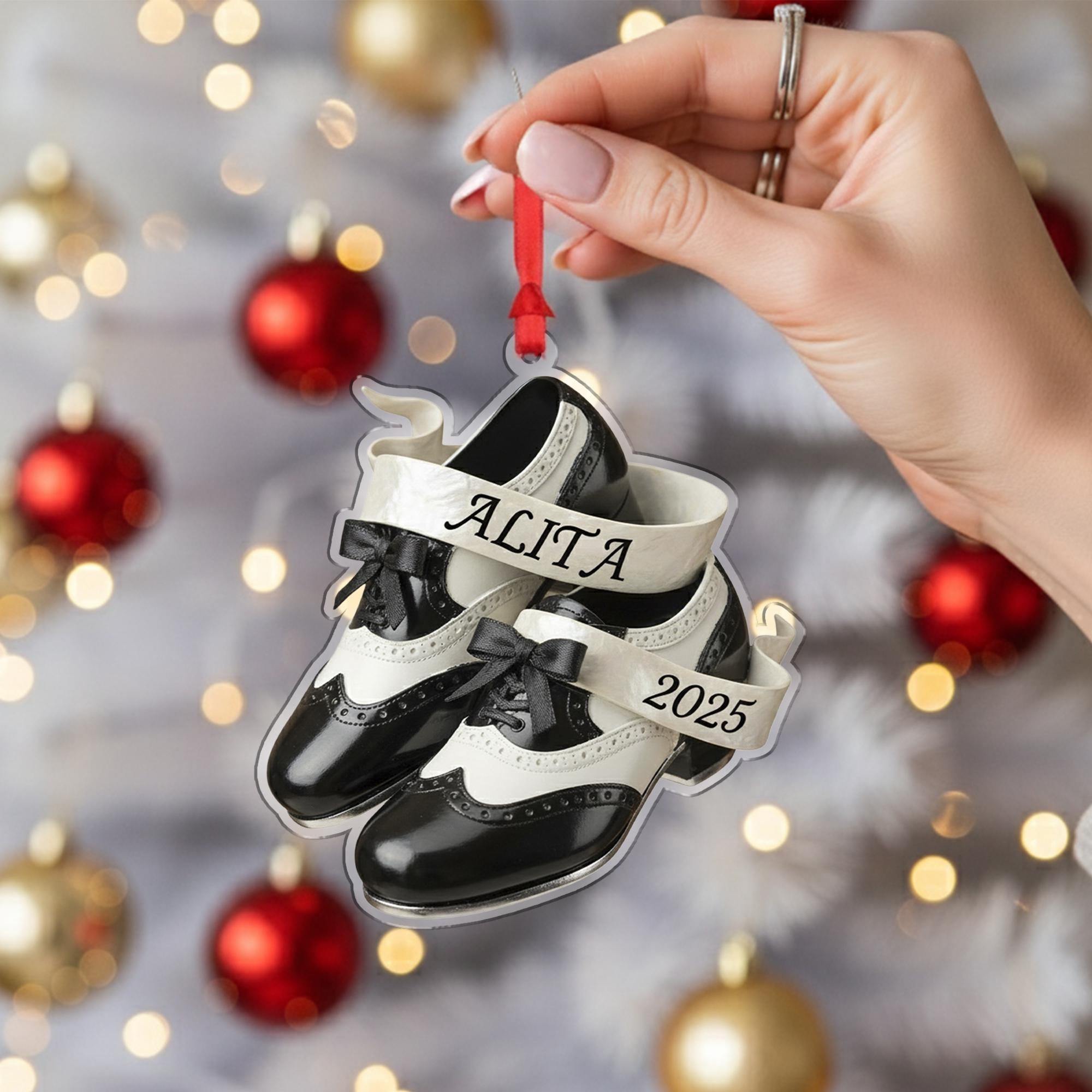 Personalized Tap Shoes Ornament, Custom Christmas Dancer Gift, Wingtip Broadway