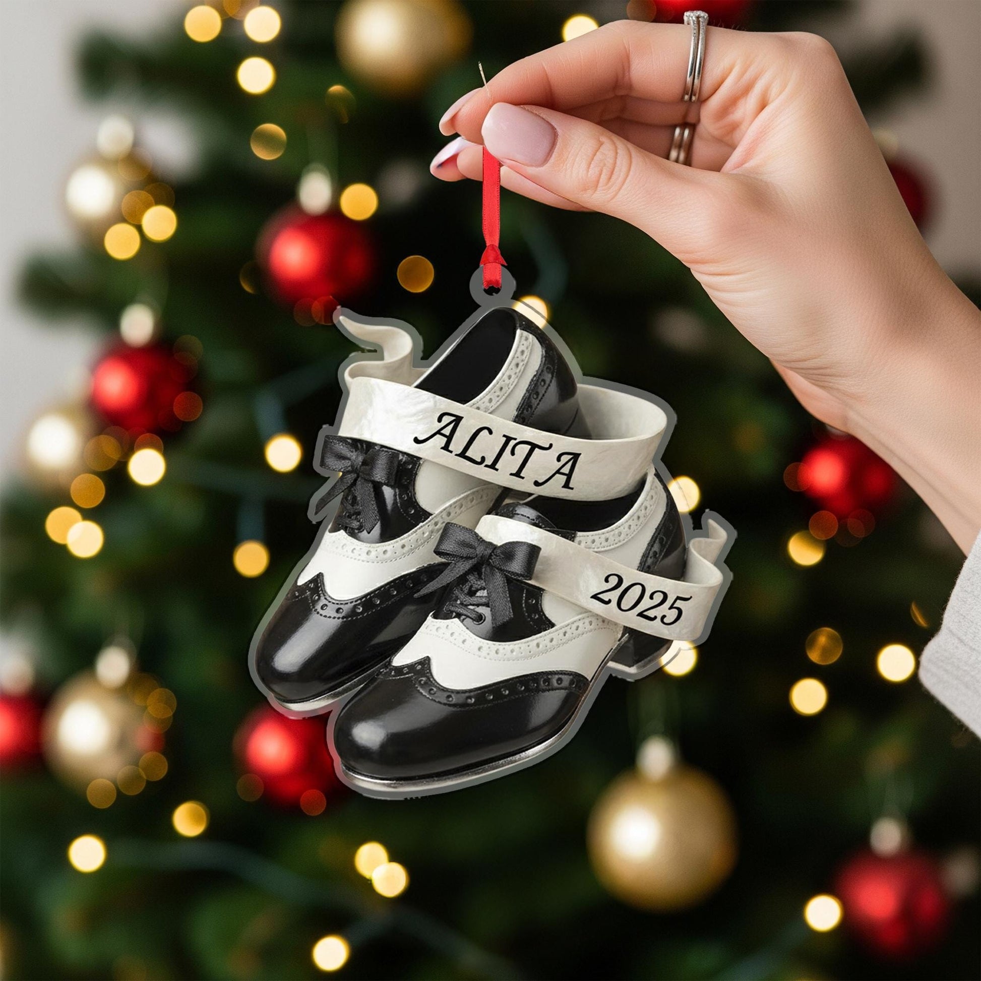 Personalized Tap Shoes Ornament, Custom Christmas Dancer Gift, Wingtip Broadway