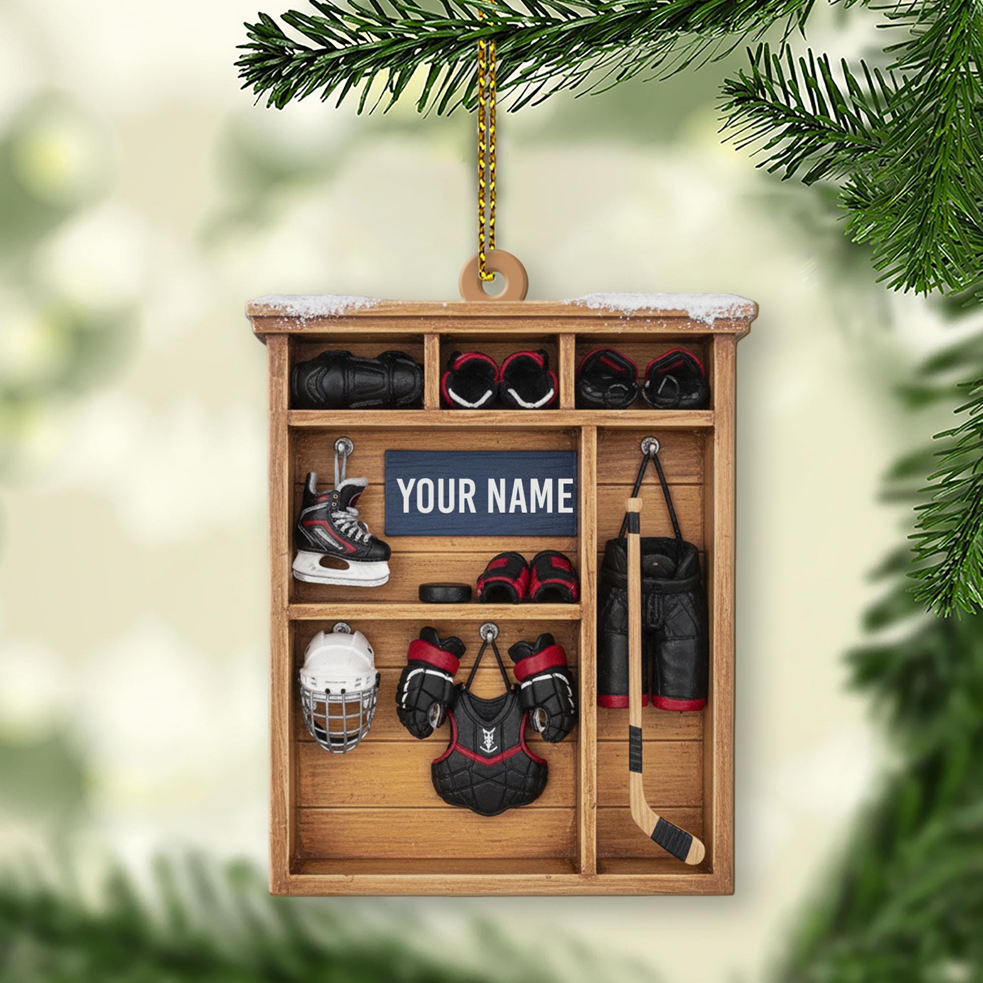 Personalized Hockey Locker Ornament - Custom Player Gear Shelf Gift
