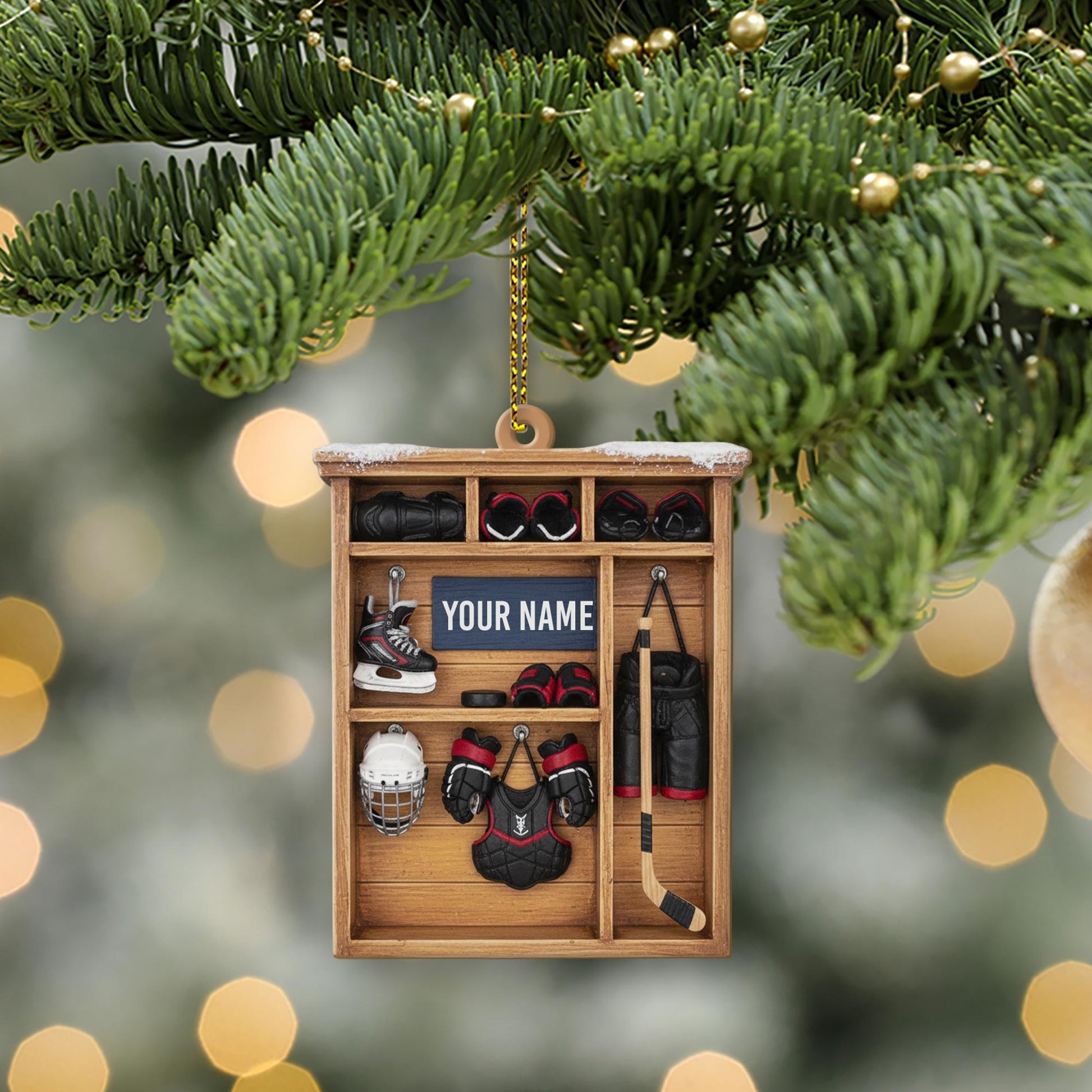 Personalized Hockey Locker Ornament - Custom Player Gear Shelf Gift