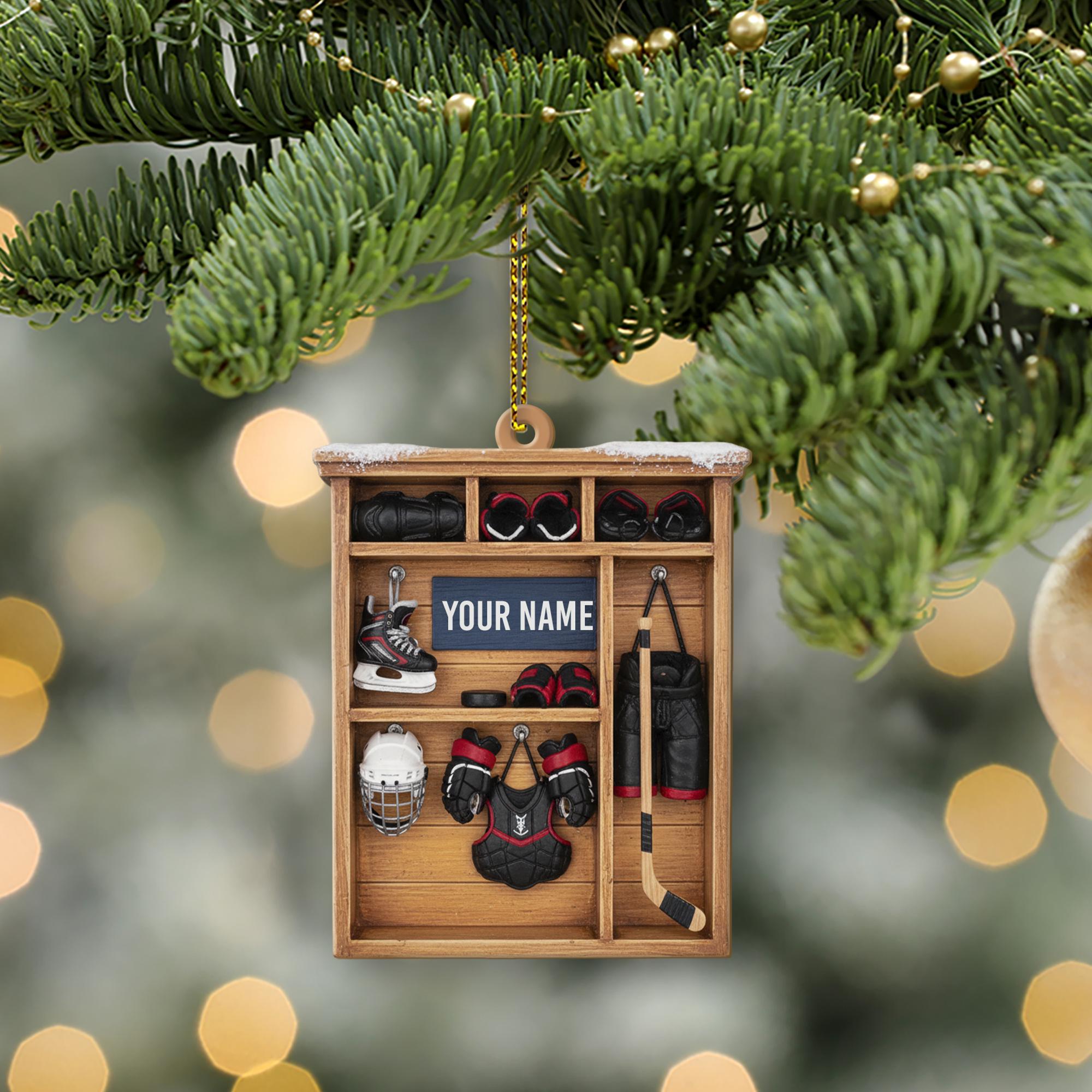 Personalized Hockey Locker Ornament - Custom Player Gear Shelf Gift