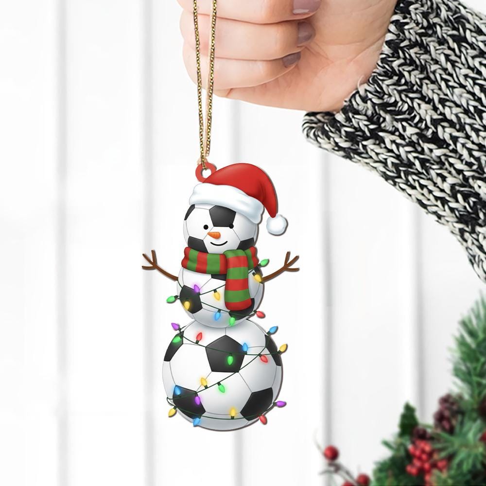 Soccer Snowman Ornament – Funny Sports Christmas Tree Decoration for Players