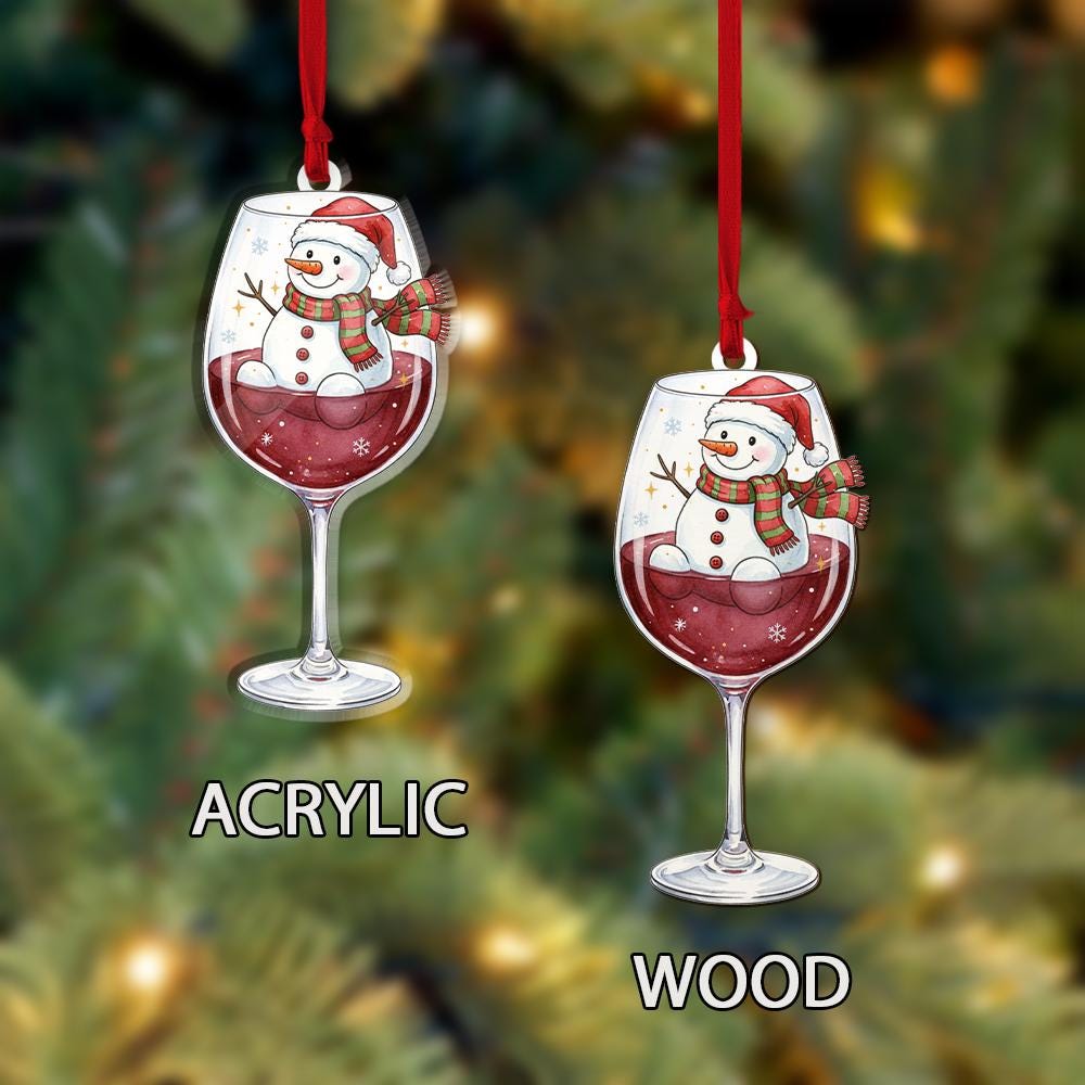 Wine Glass Snowman Ornament – Funny Christmas Tree Decoration for Wine Lovers