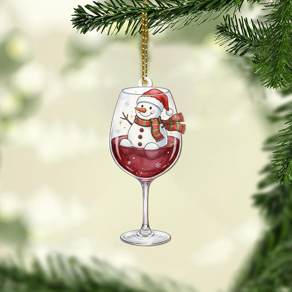 Wine Glass Snowman Ornament – Funny Christmas Tree Decoration for Wine Lovers
