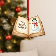 Personalized Family Ornament – Custom Book Snowman Christmas Tree Decoration