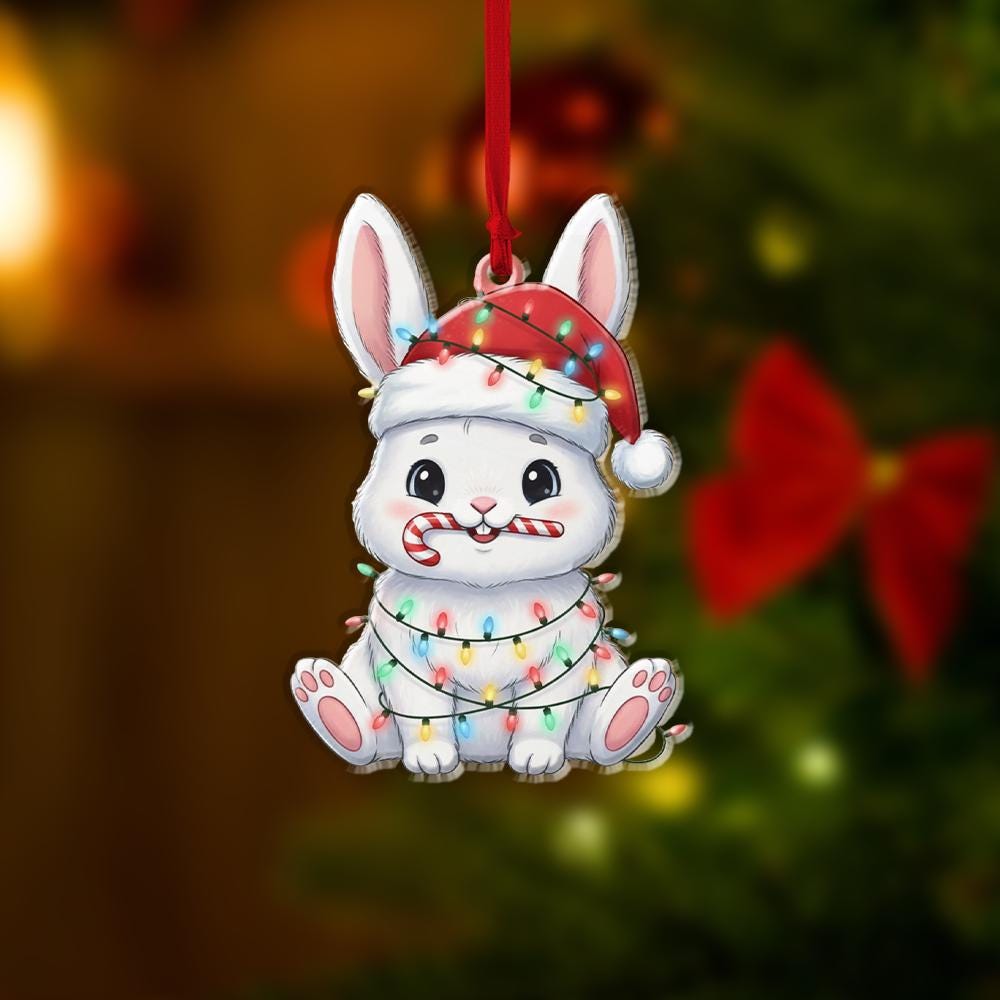 Christmas Bunny Ornament – Cute Rabbit Holiday Tree Decoration for Pet Lovers
