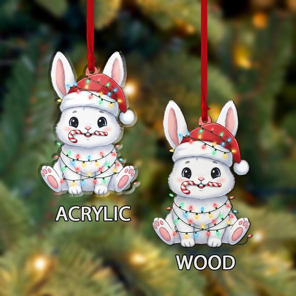 Christmas Bunny Ornament – Cute Rabbit Holiday Tree Decoration for Pet Lovers