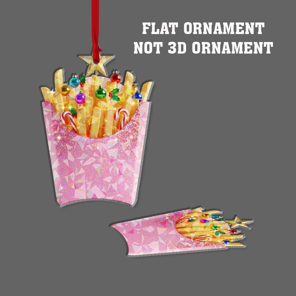 Personalized Fries Christmas Ornament: Acrylic Hologram Tree Decoration