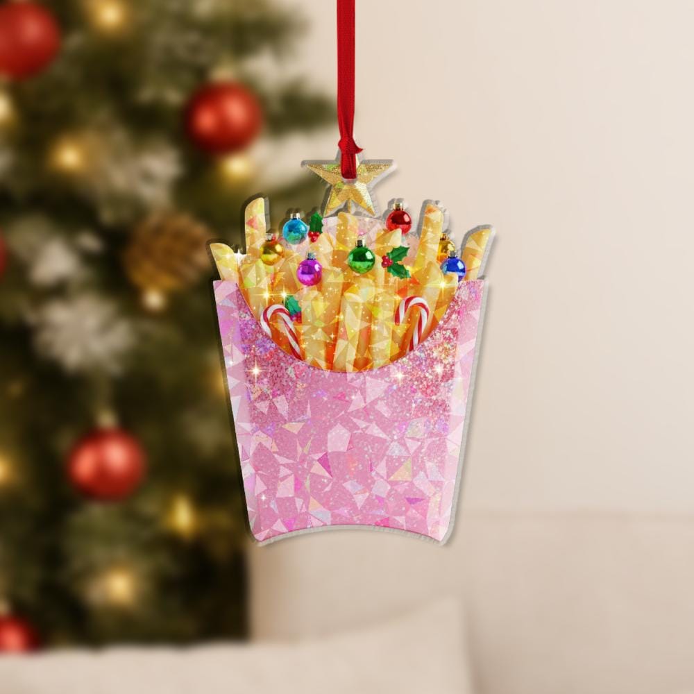 Personalized Fries Christmas Ornament: Acrylic Hologram Tree Decoration