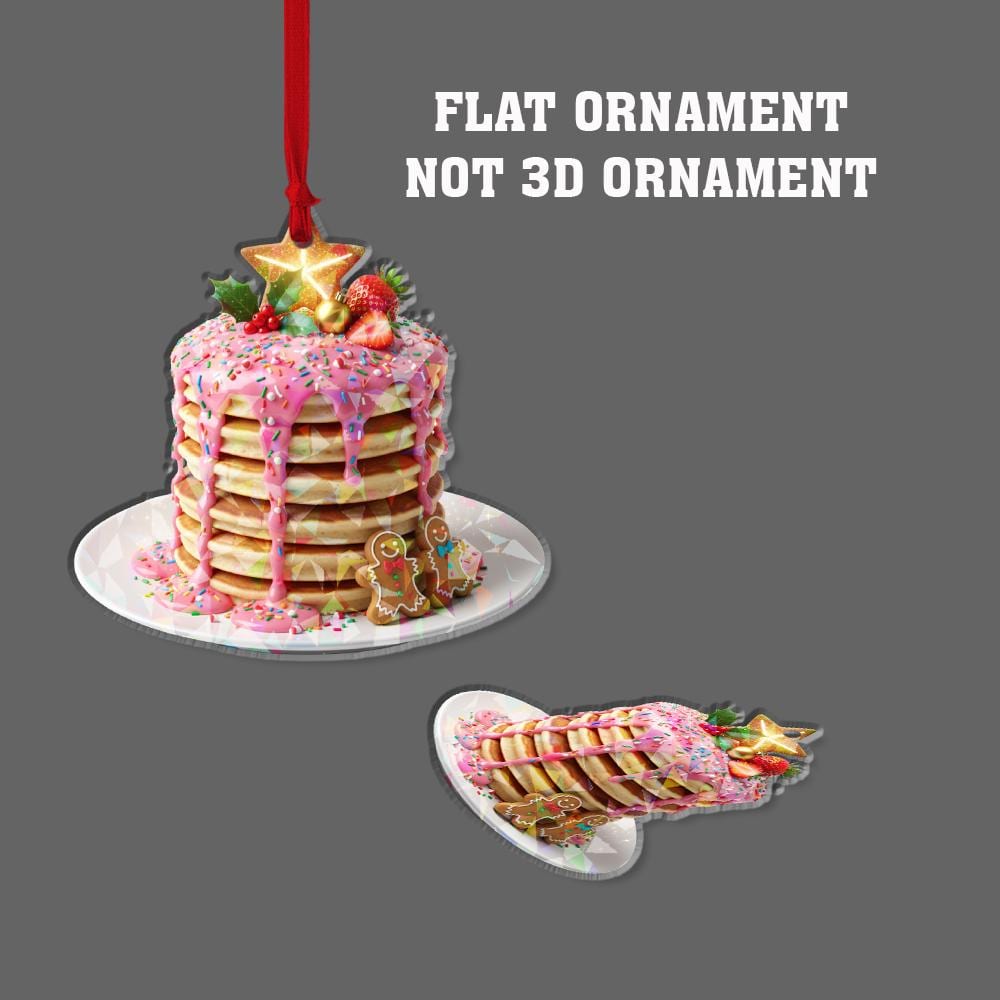 Personalized Acrylic Ornament – Stack of Pancakes with Syrup & Berries – Tree Hanging Decoration