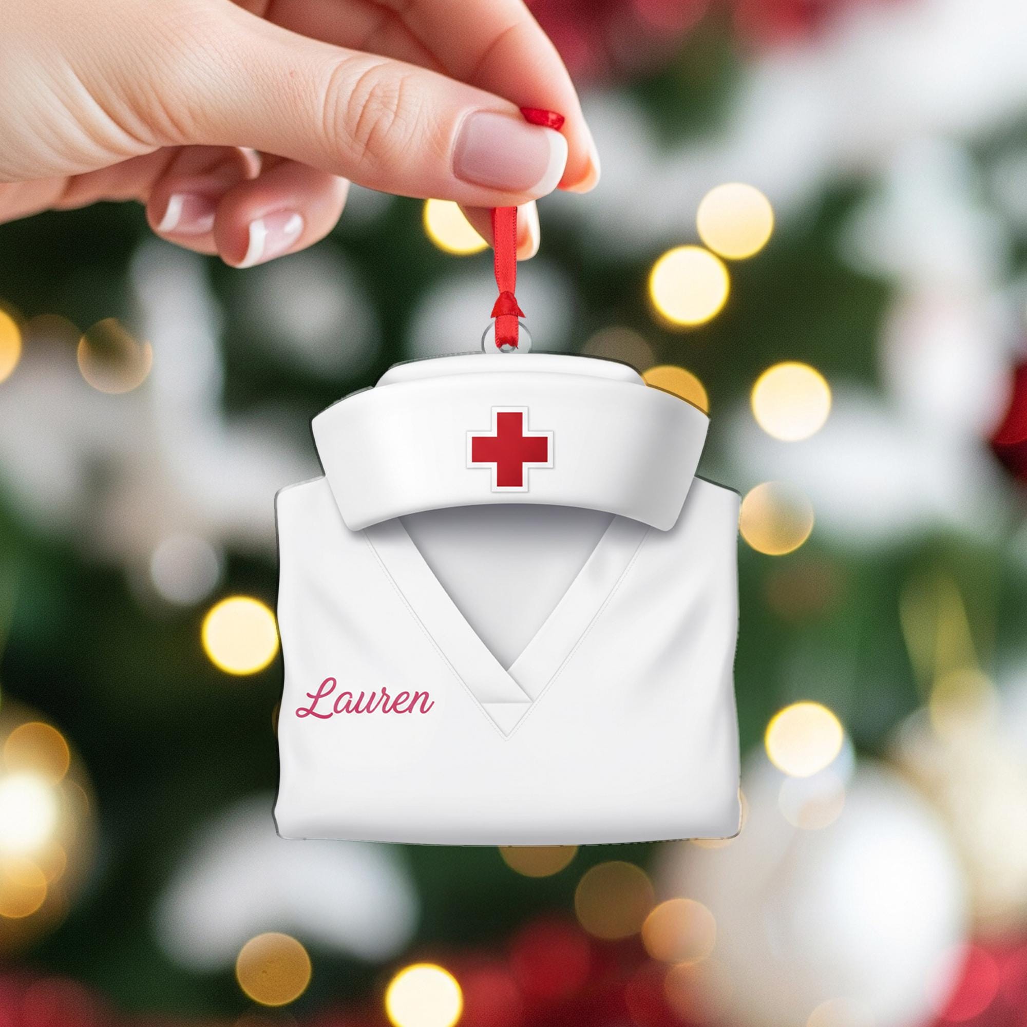 Personalized Nurse Ornament – Medical Hat Christmas Decoration