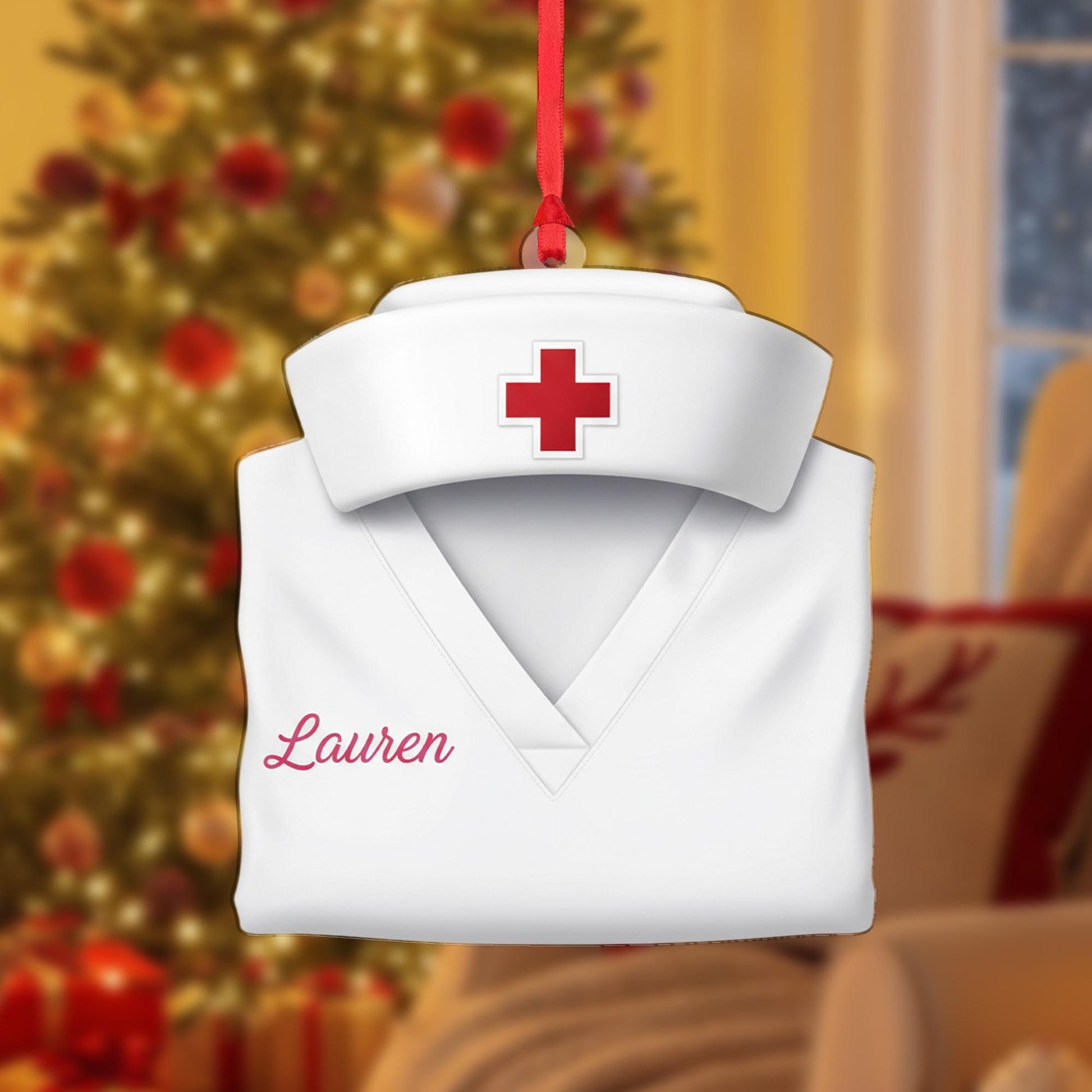Personalized Nurse Ornament – Medical Hat Christmas Decoration