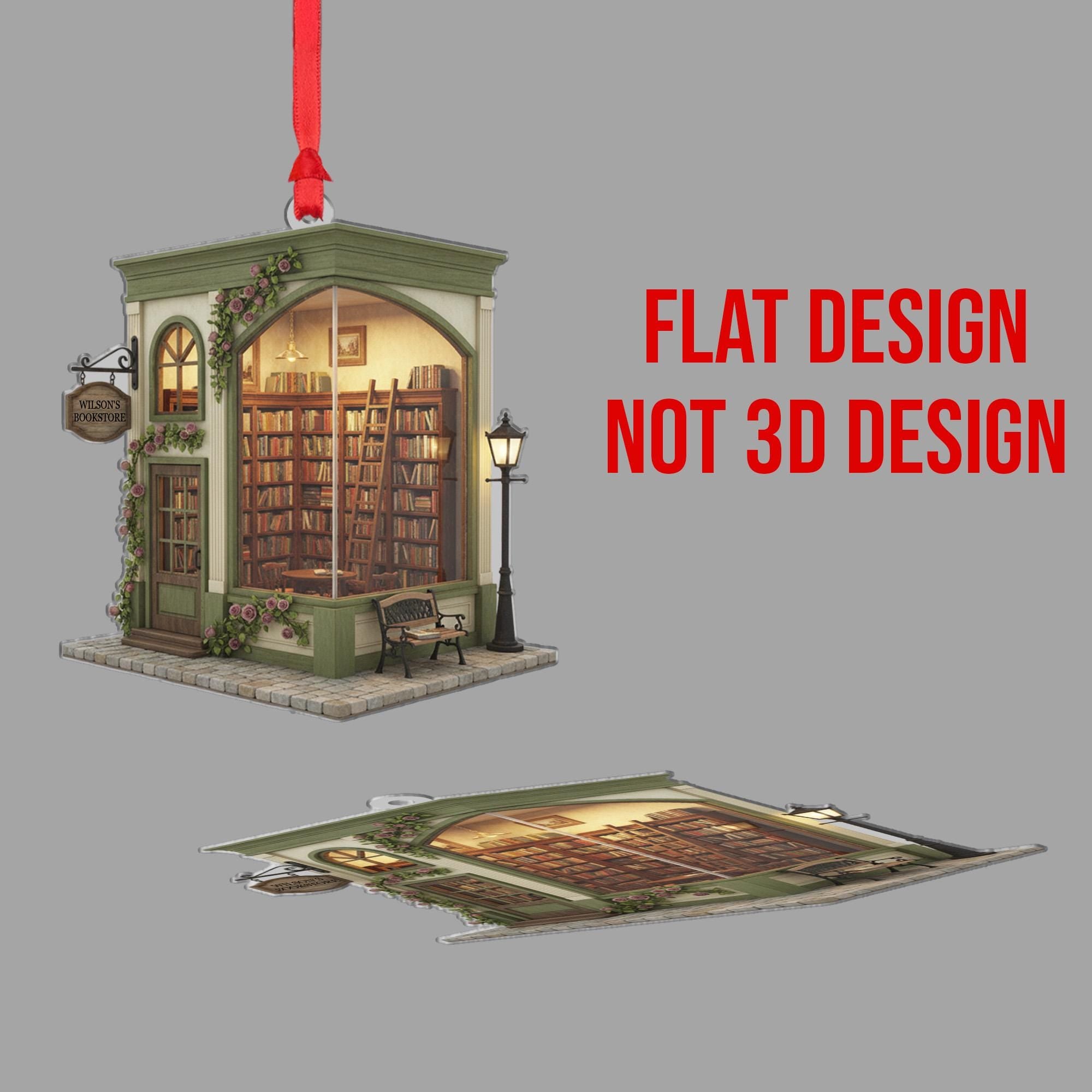 Bookstore Ornament – Miniature Book Shop Christmas Decoration