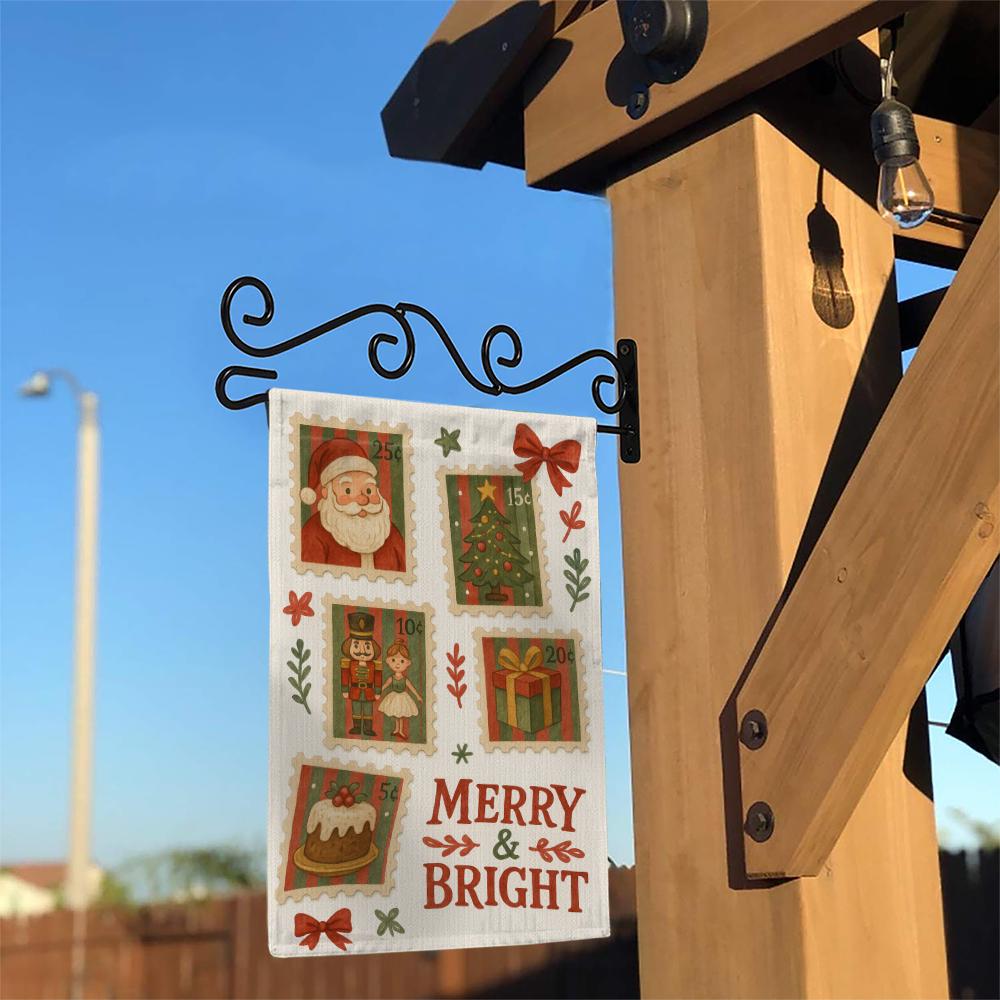 Polyester Garden Flag – Christmas Stamp Collage – Outdoor Holiday Decor