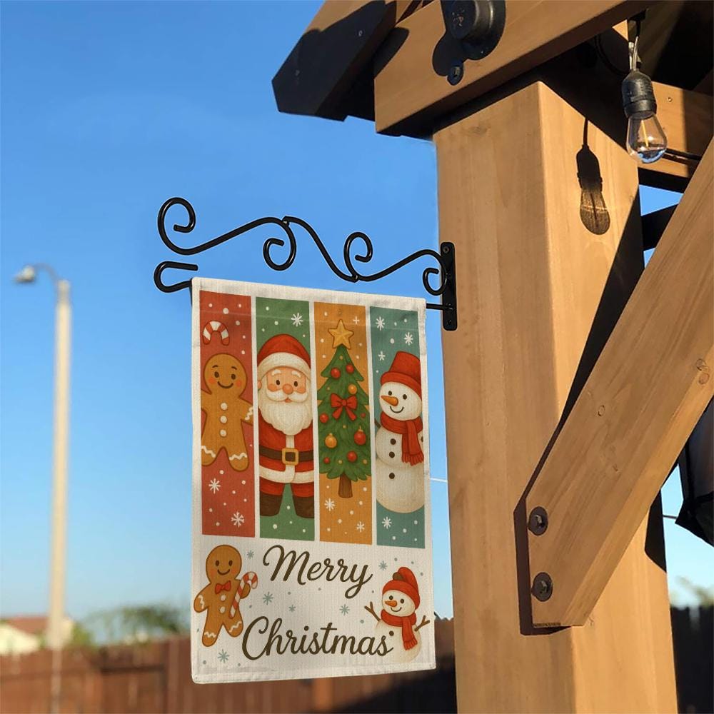 Polyester Garden Flag – Christmas Santa, Tree, Snowman & Gingerbread – Outdoor Holiday Decor