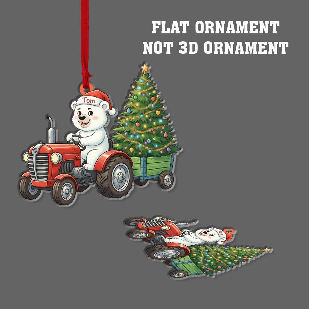 Personalized Polar Bear Tractor Christmas Ornament