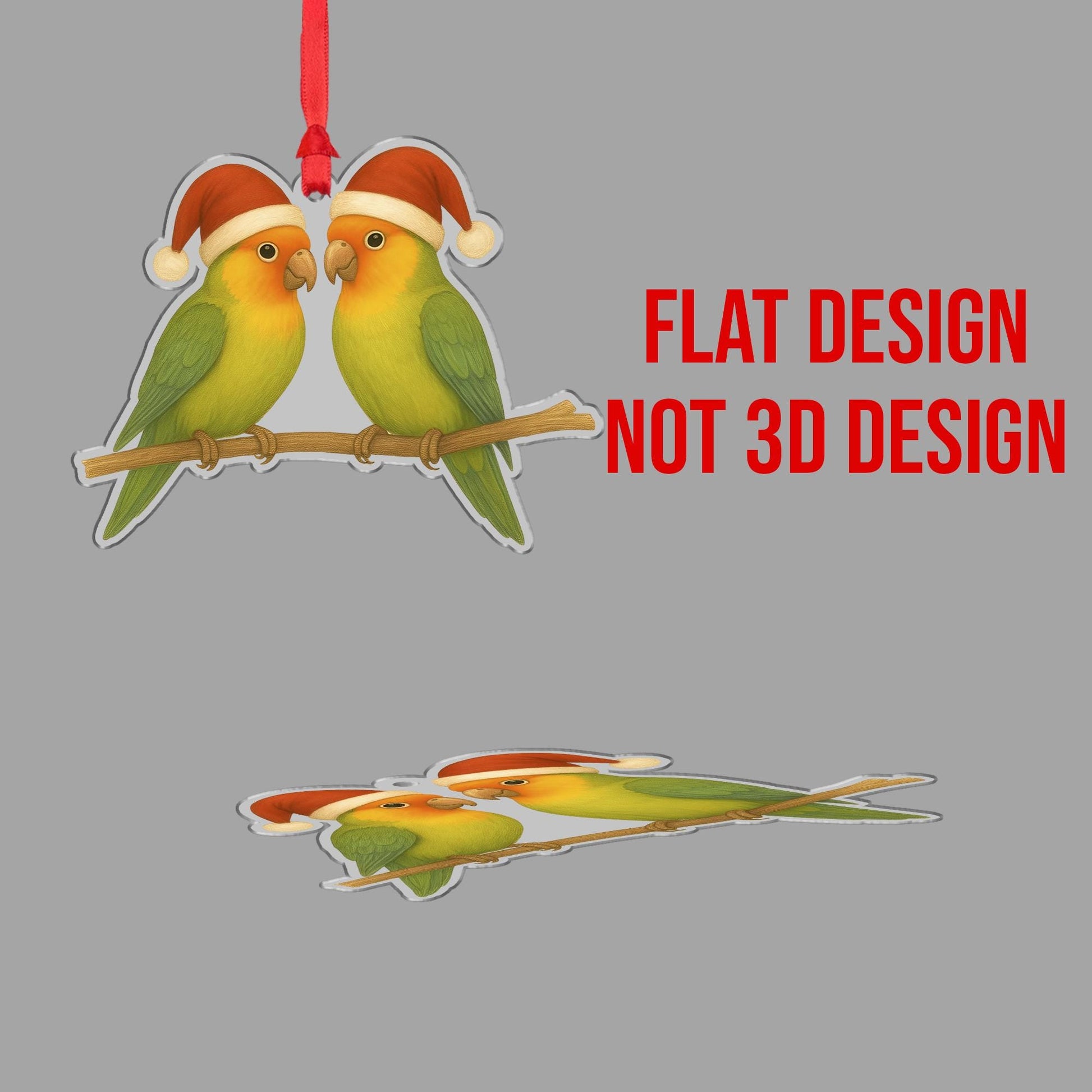 Lovebird Couple Christmas Ornament: Festive Parrot Tree Decoration