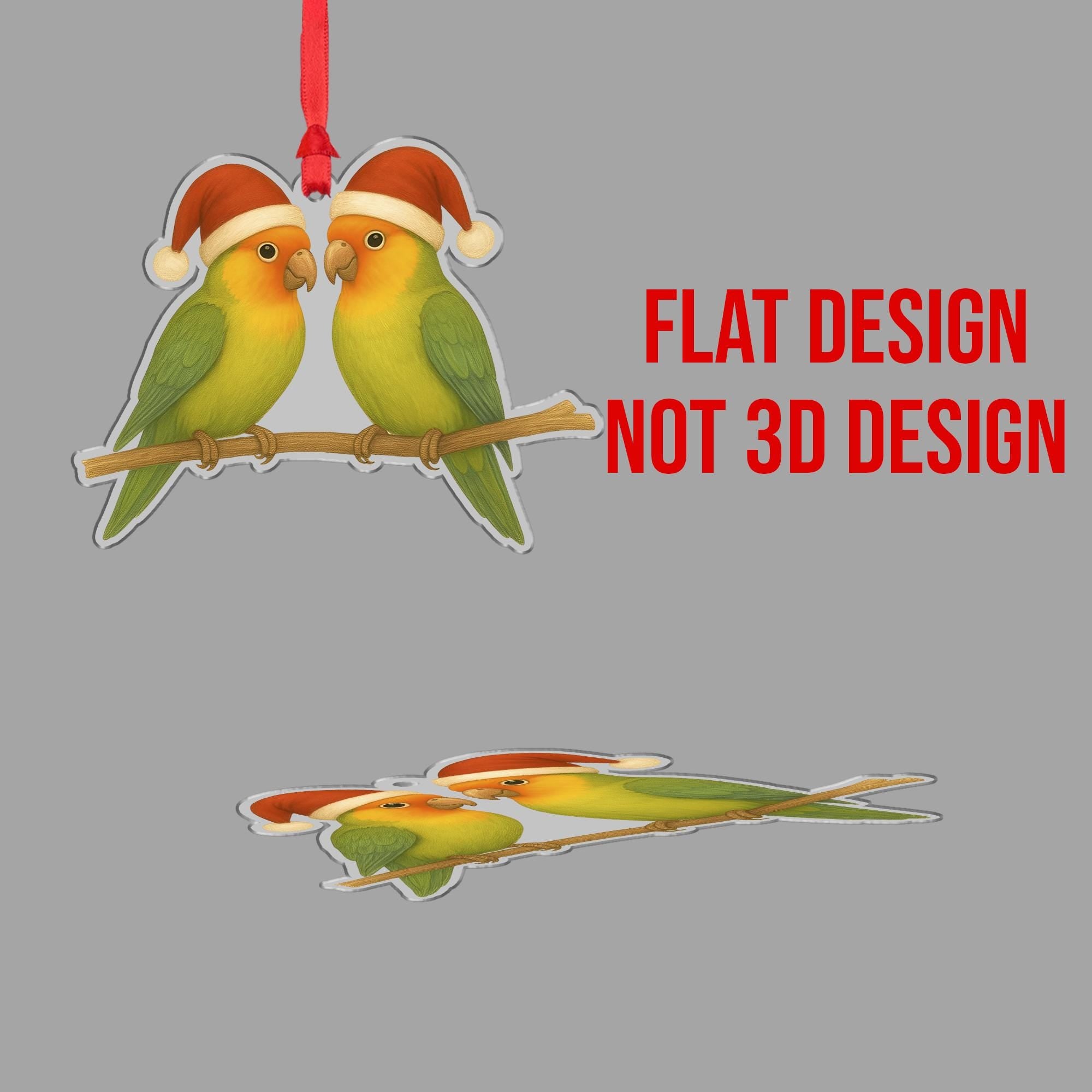 Lovebird Couple Christmas Ornament: Festive Parrot Tree Decoration