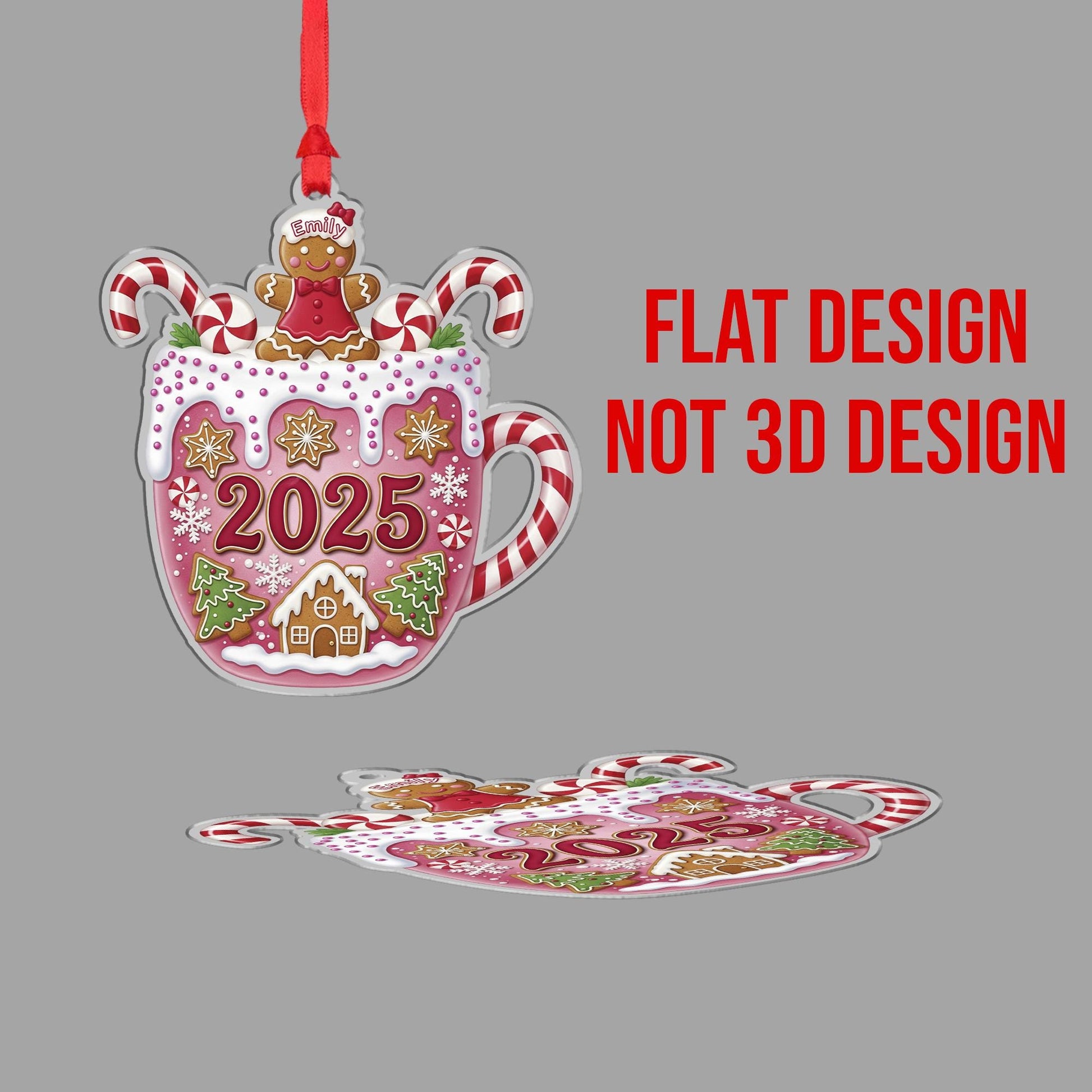 Personalized 2025 Christmas Ornament: Gingerbread Mug Holiday Decor