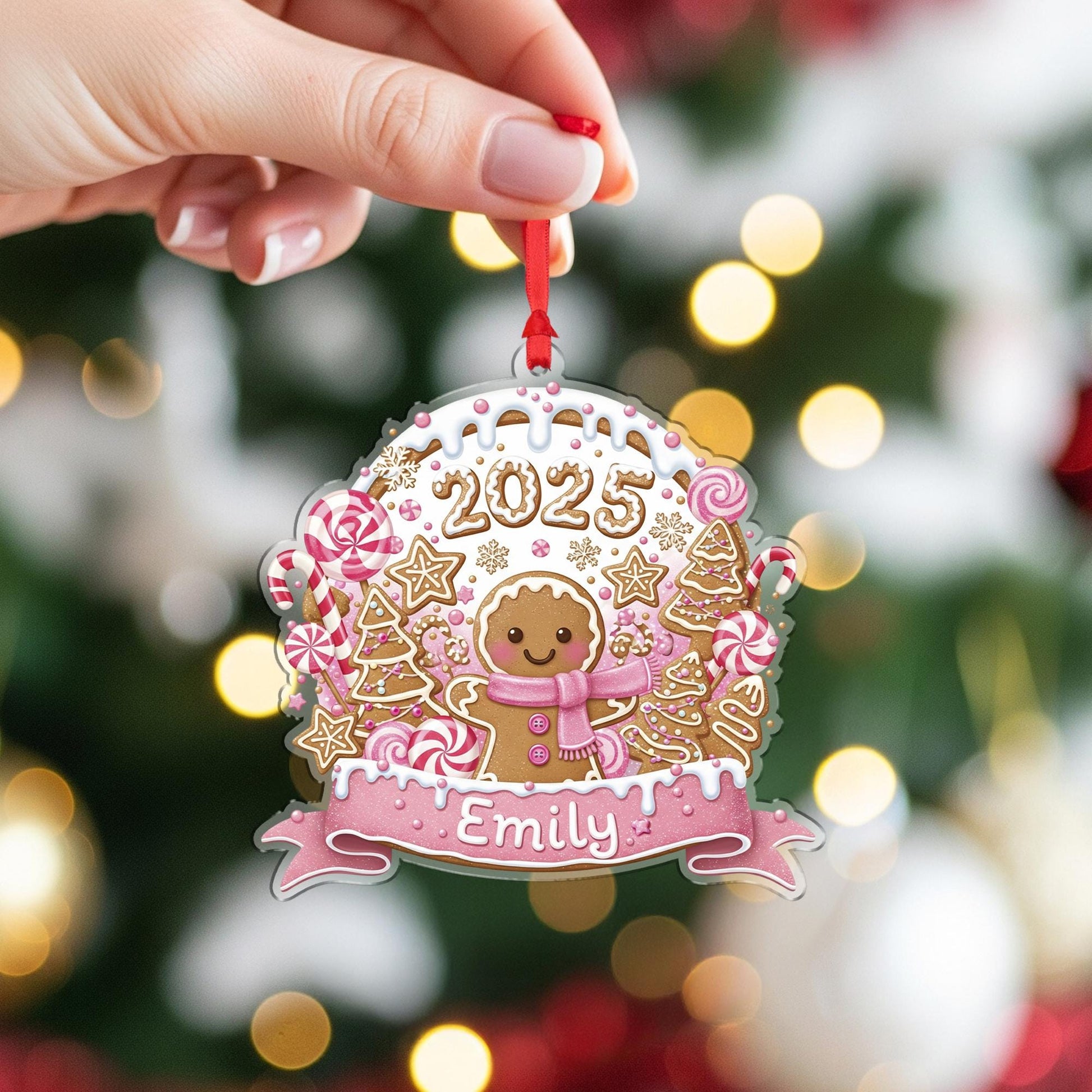 Personalized 2025 Gingerbread Ornament: Custom Name Christmas Tree Hanging