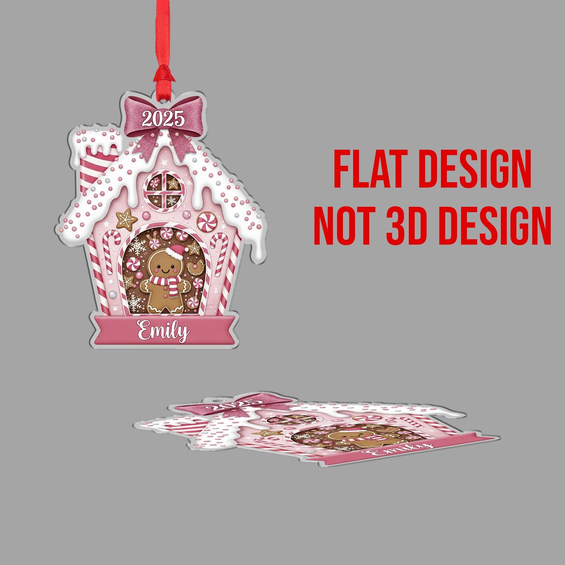 Personalized 2025 Gingerbread House Ornament: Custom Name Christmas Tree Hanging