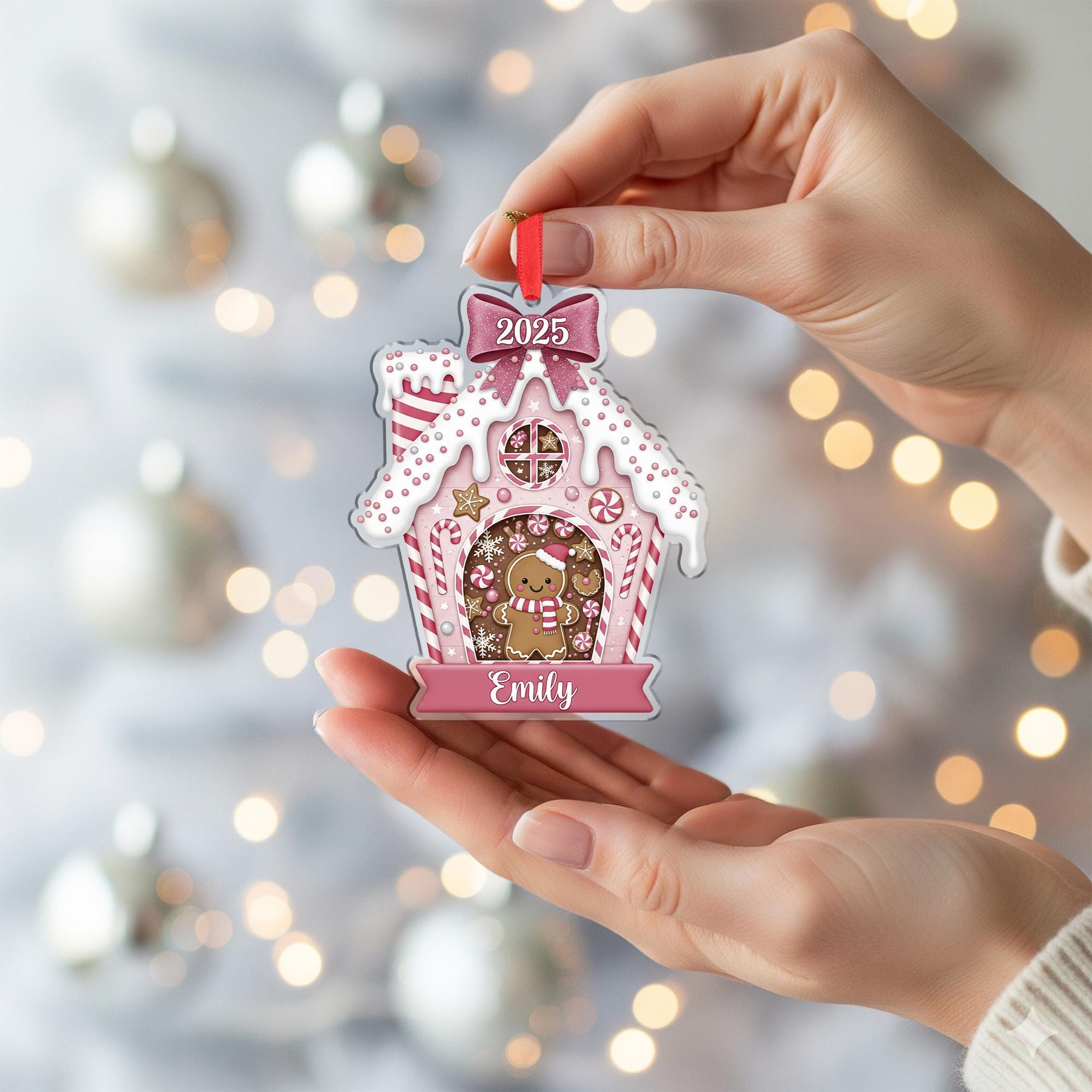 Personalized 2025 Gingerbread House Ornament: Custom Name Christmas Tree Hanging