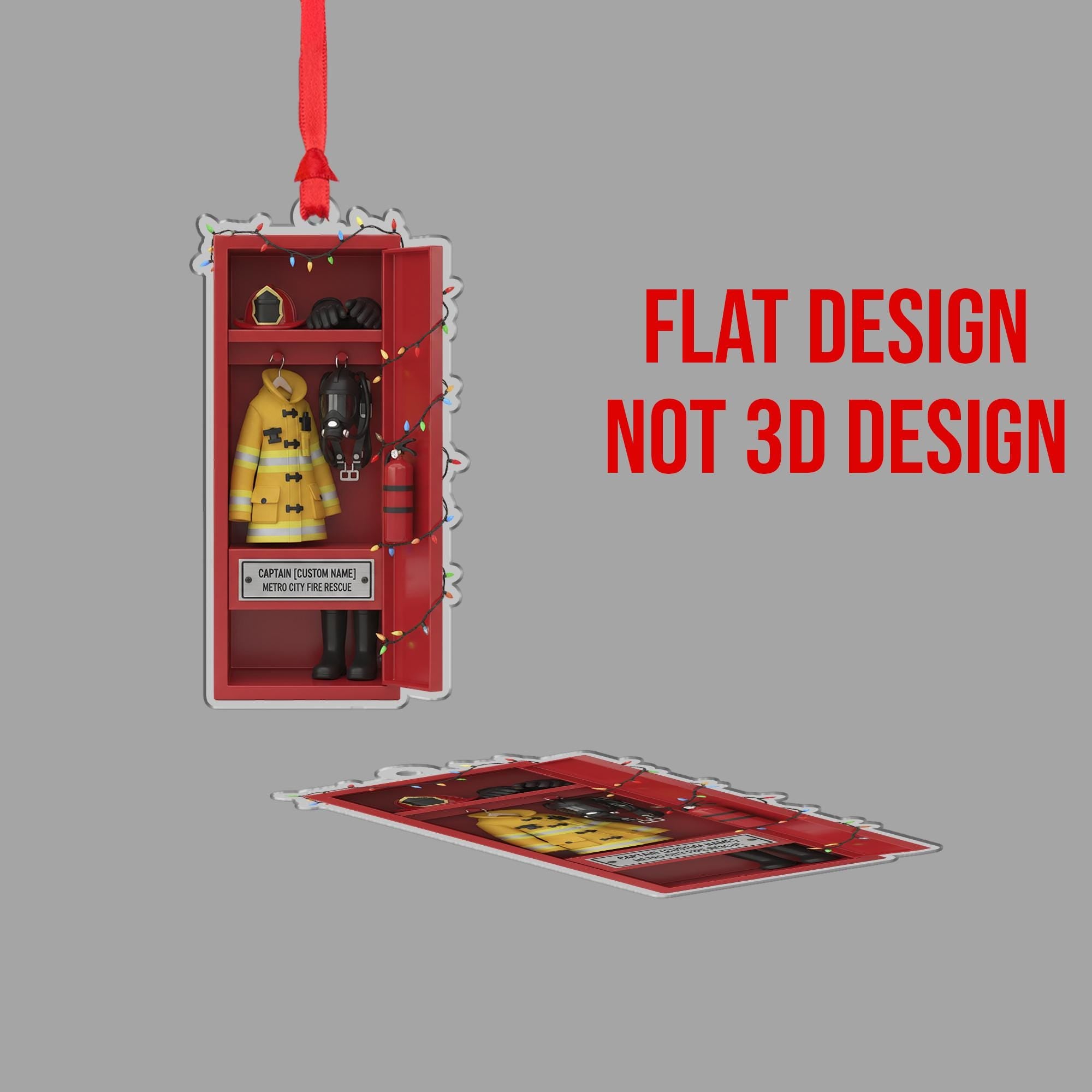 Personalized Firefighter Ornament – Custom Name Fireman Christmas Tree Decoration Locker Gear