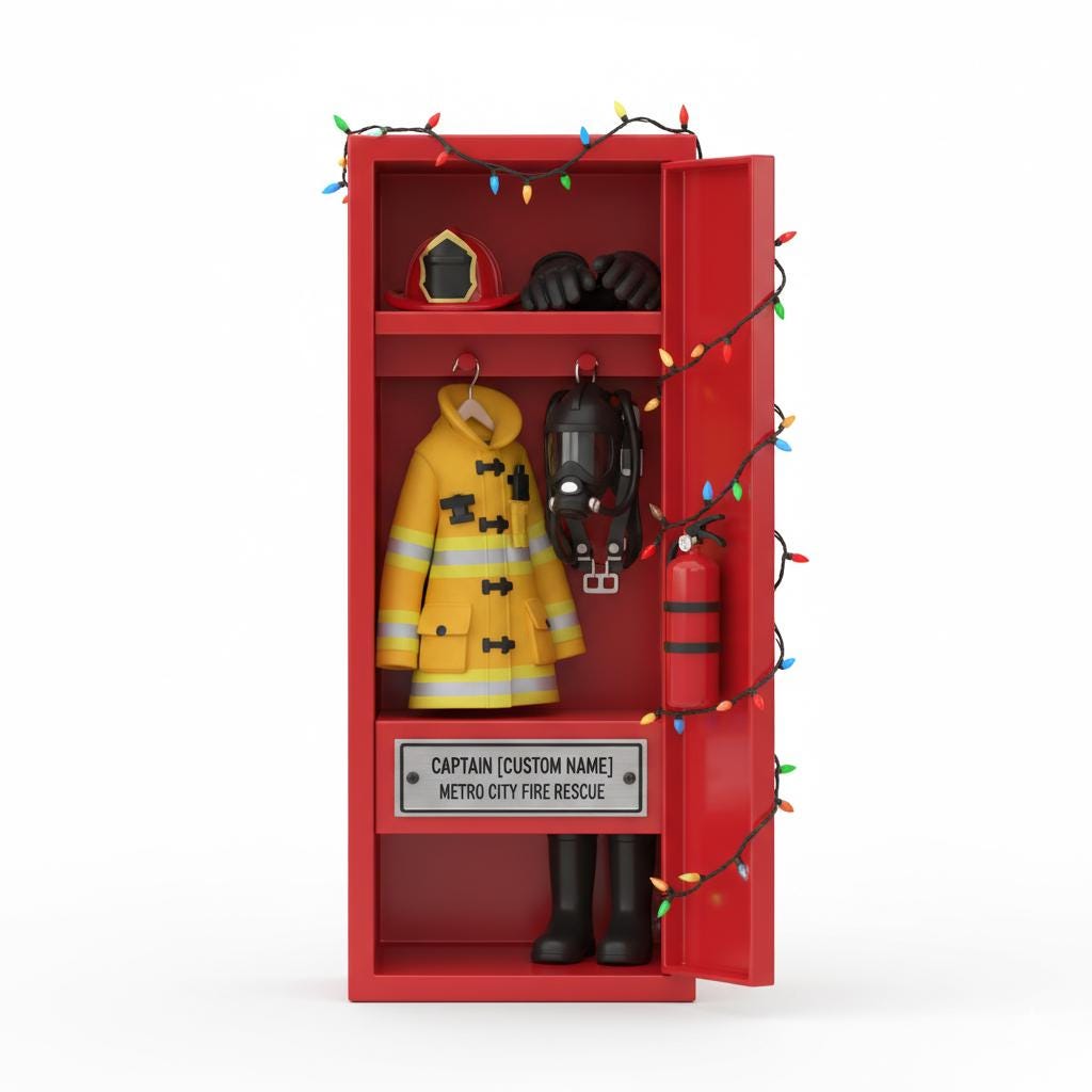 Personalized Firefighter Ornament – Custom Name Fireman Christmas Tree Decoration Locker Gear