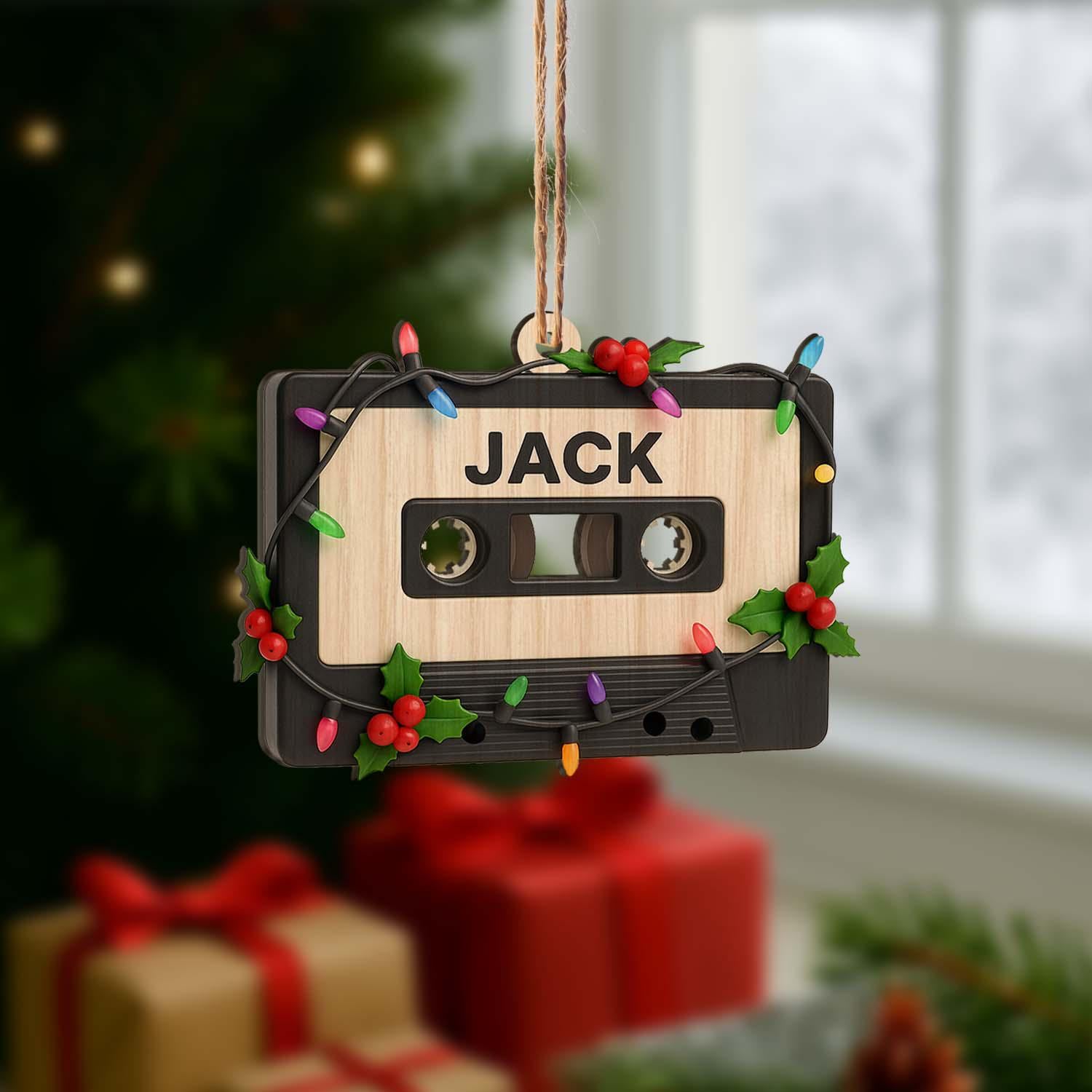 Personalized Cassette Tape Ornament – Custom Name Retro Music Christmas Tree Decoration Gift