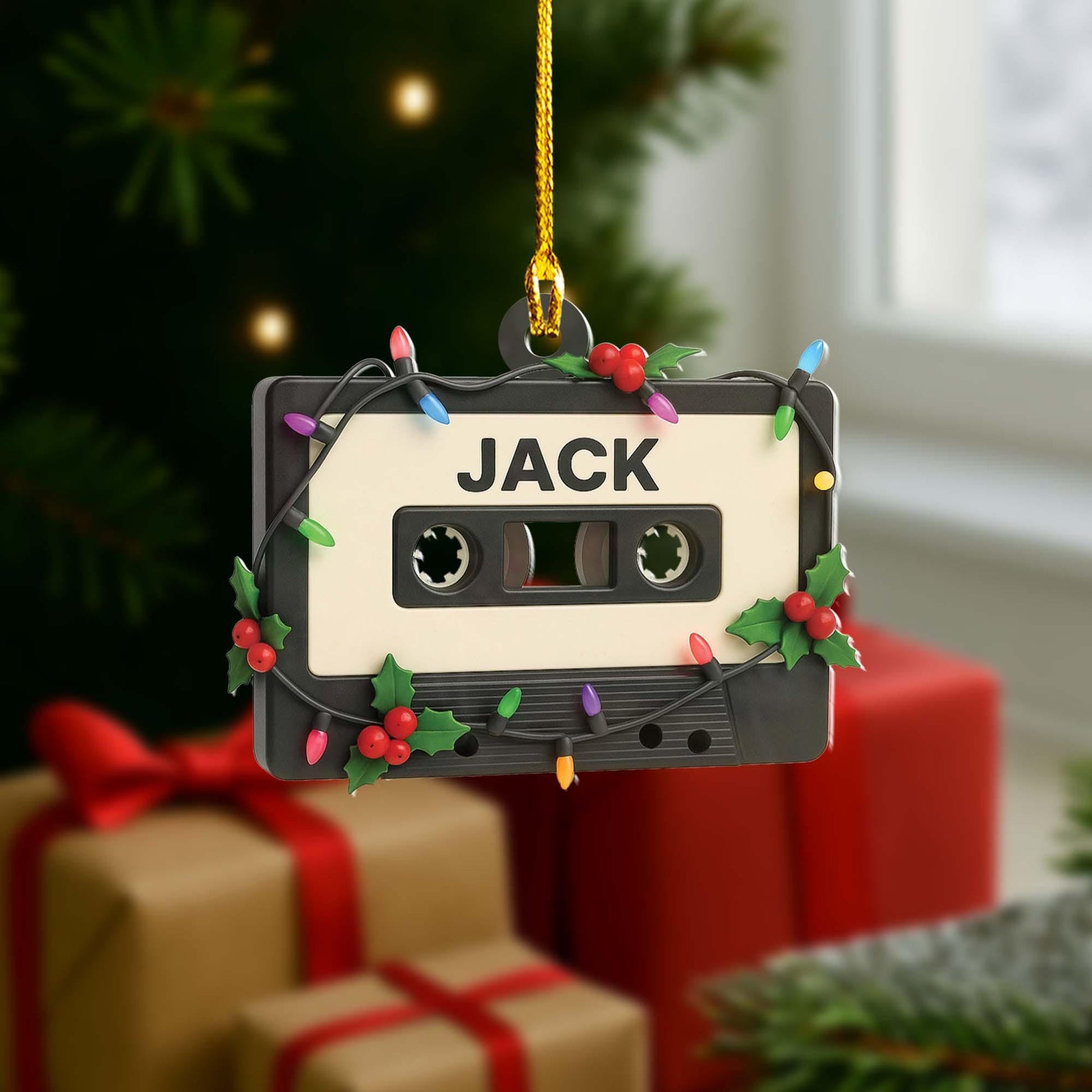 Personalized Cassette Tape Ornament – Custom Name Retro Music Christmas Tree Decoration Gift