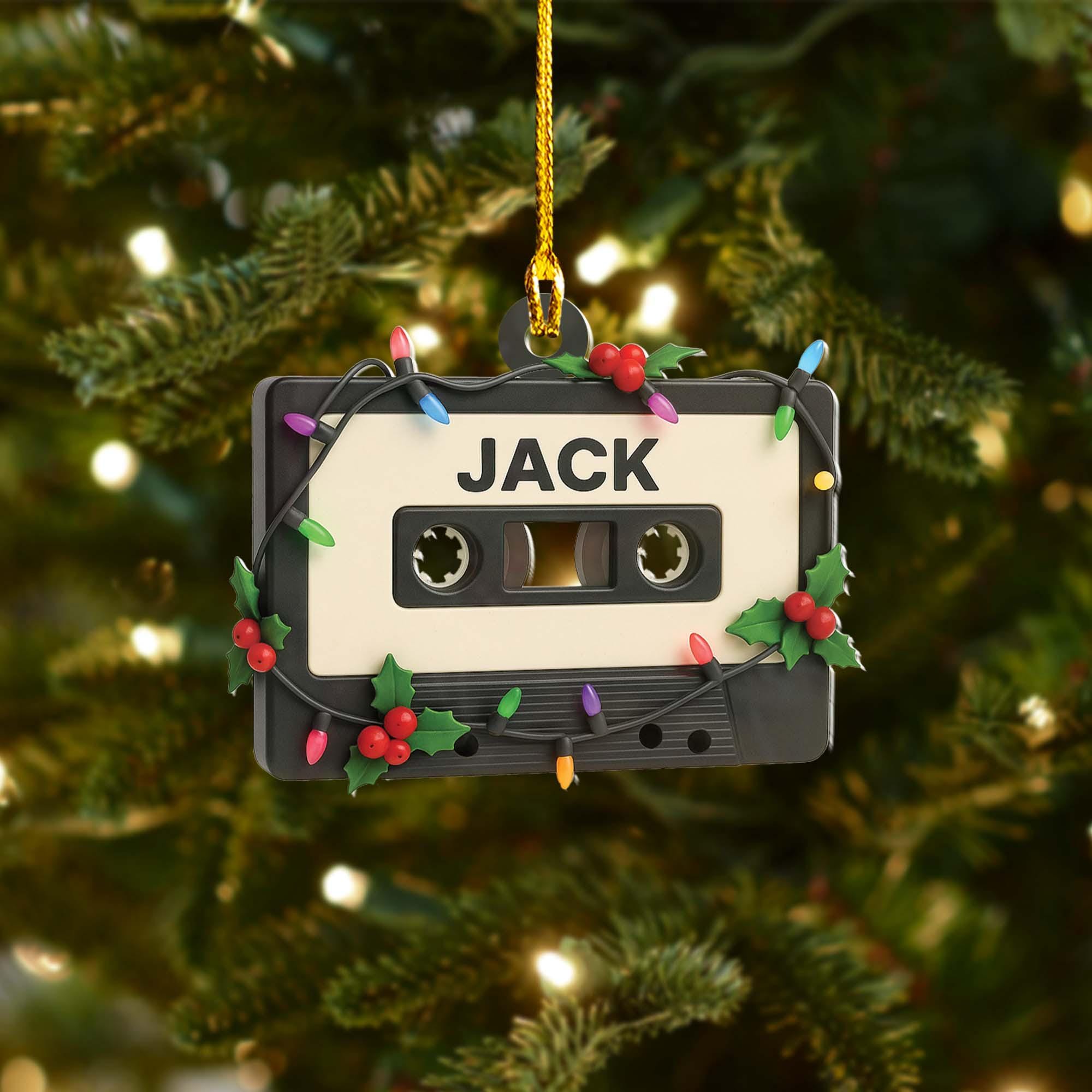 Personalized Cassette Tape Ornament – Custom Name Retro Music Christmas Tree Decoration Gift