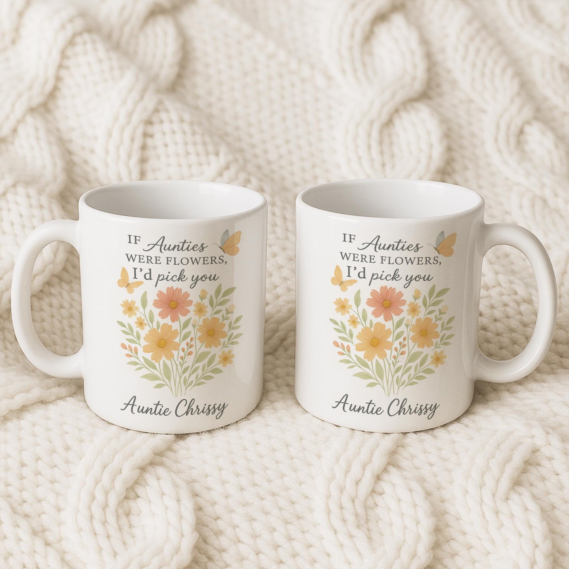 Personalized Aunt Mug – Custom Birth Month Flower Coffee Cup Gift for Auntie