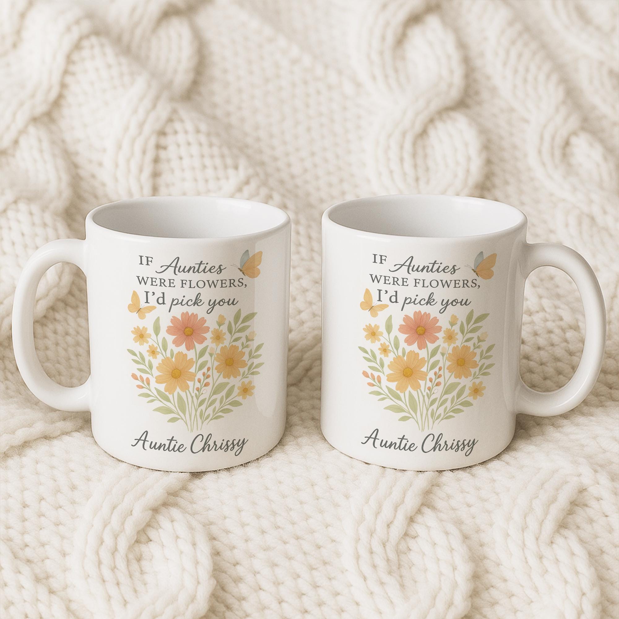 Personalized Aunt Mug – Custom Birth Month Flower Coffee Cup Gift for Auntie