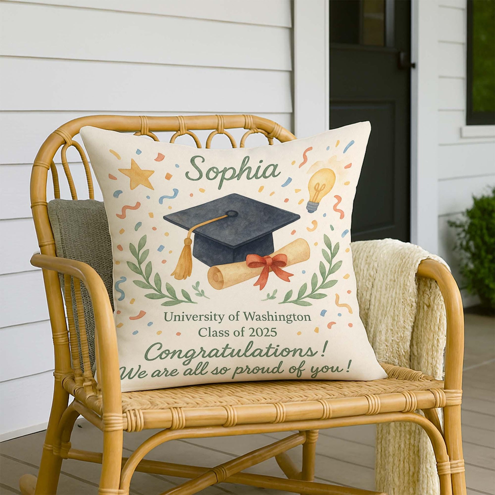 Personalized Graduation Pillow – Custom Name University Class of 2025 Gift Cushion