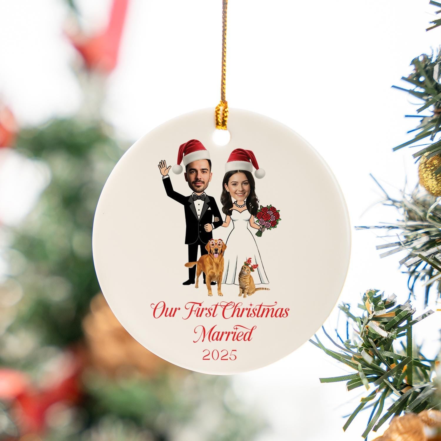 Personalized Christmas Ornament – Custom Ceramic Holiday Tree Decoration with Name & Year