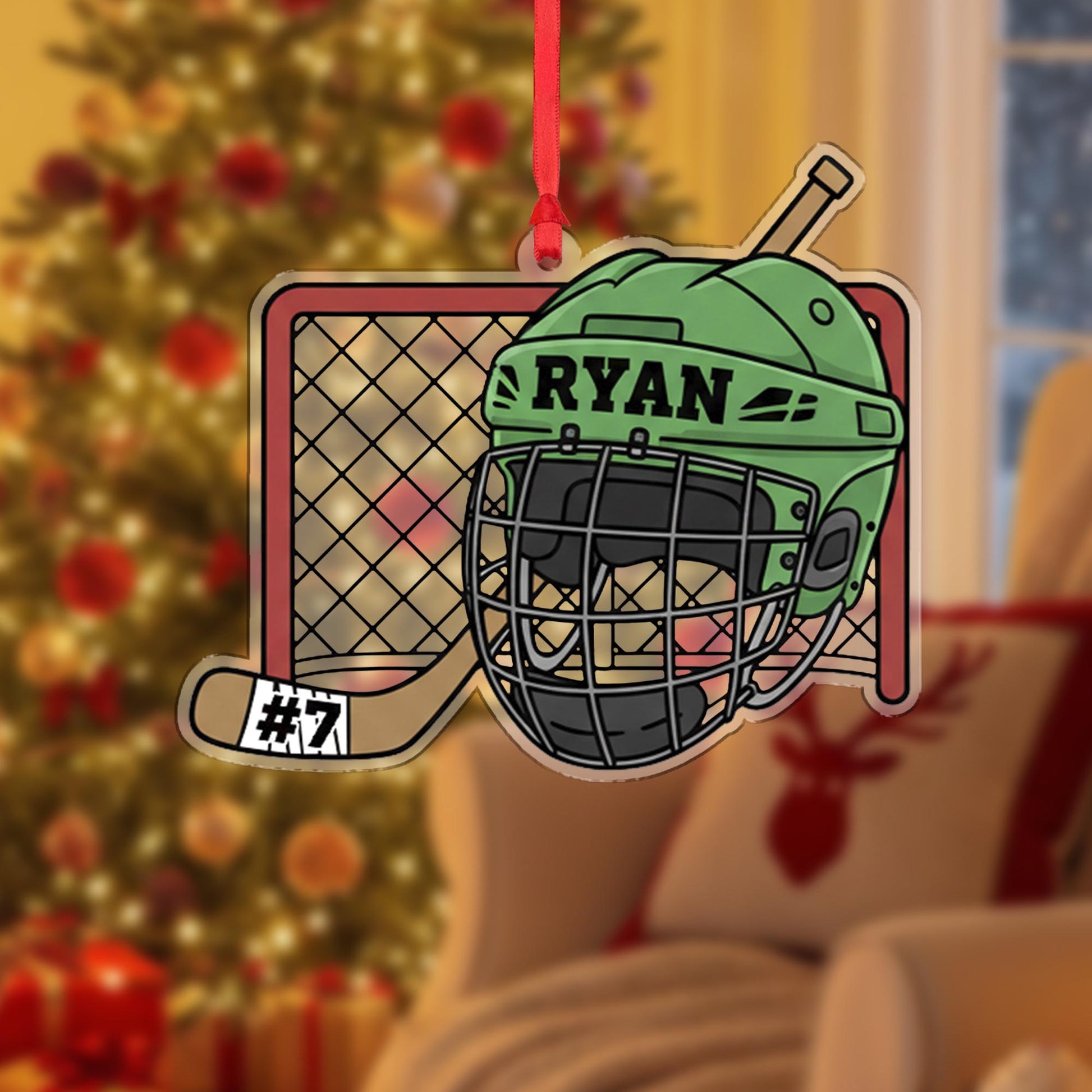 Personalized Hockey Ornament – Custom Name & Number Christmas Gift for Player