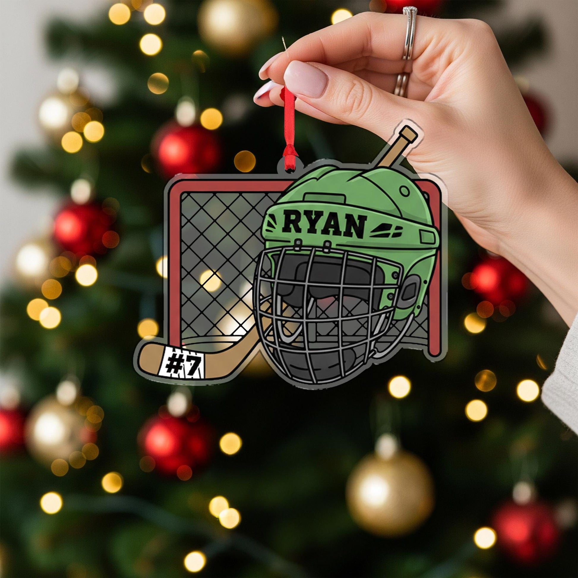 Personalized Hockey Ornament – Custom Name & Number Christmas Gift for Player